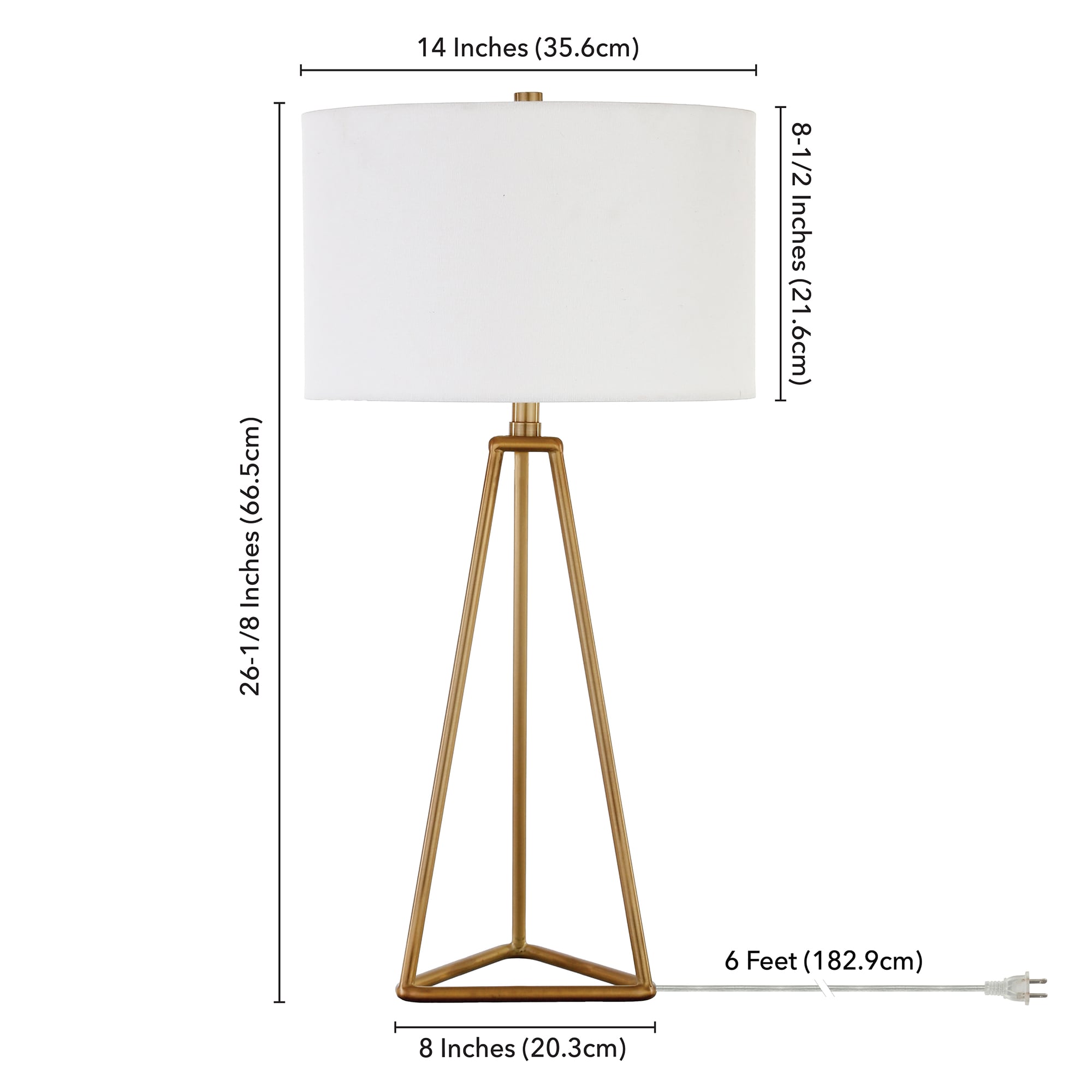 Gino 26" Brass Table Lamp with Off-White Fabric Shade - Smart Home Compatible