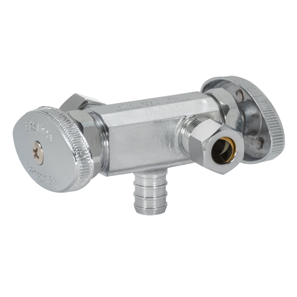 EASTMAN 48673LF 1/2-in PEX x 3/8-in Compression Brass Multi Turn Stop and Waste Valve
