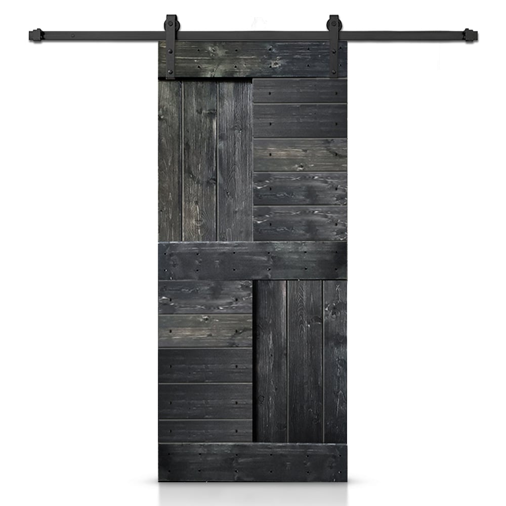 CALHOME SMK-72+DIY-N1-36G2 36-in x 84-in Metallic Gray Pine Wood Solid core Single Barn Door (Hardware Included)