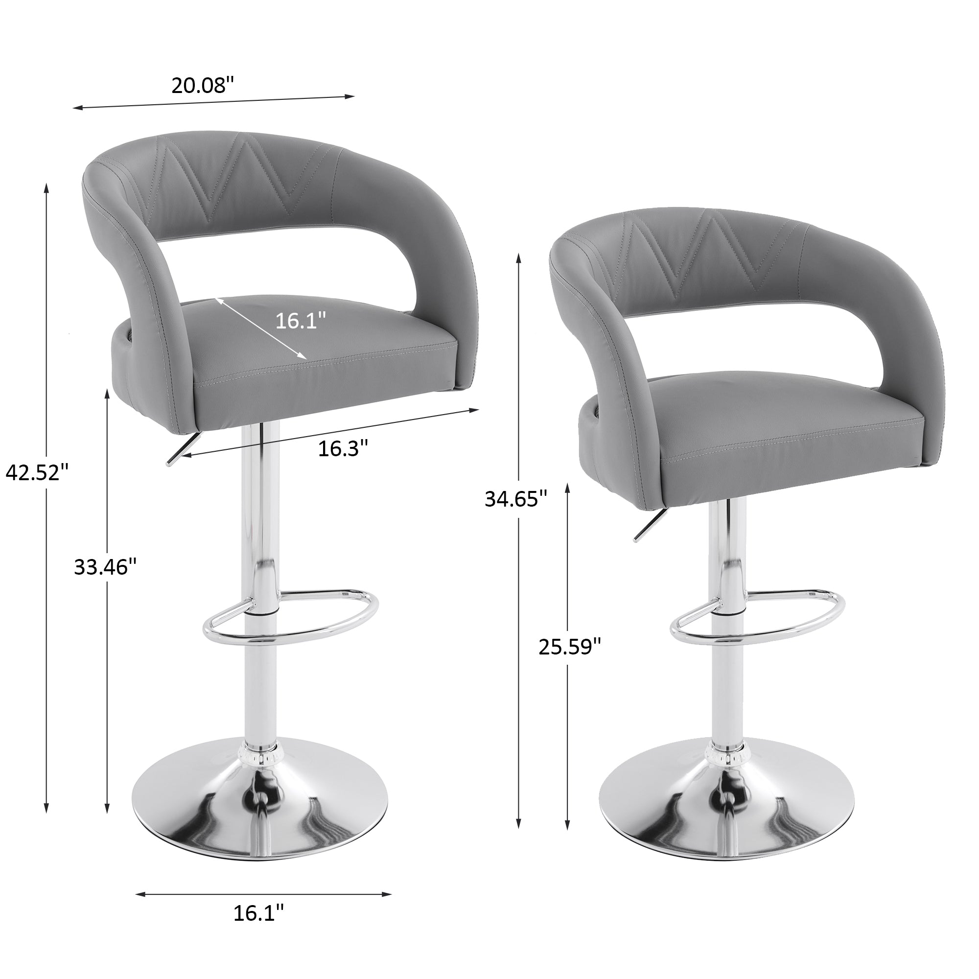Vecelo LOE-C13-LGRY stools - View #3