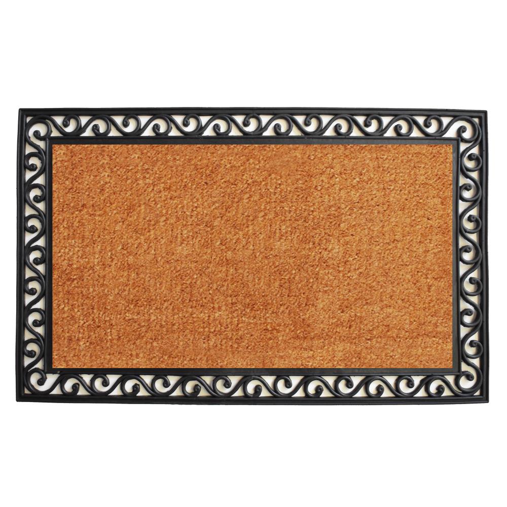 BirdRock Home Classic Welcome Brush Coir Doormat with Black Rubber Bottom -  24 inches x 36 inches