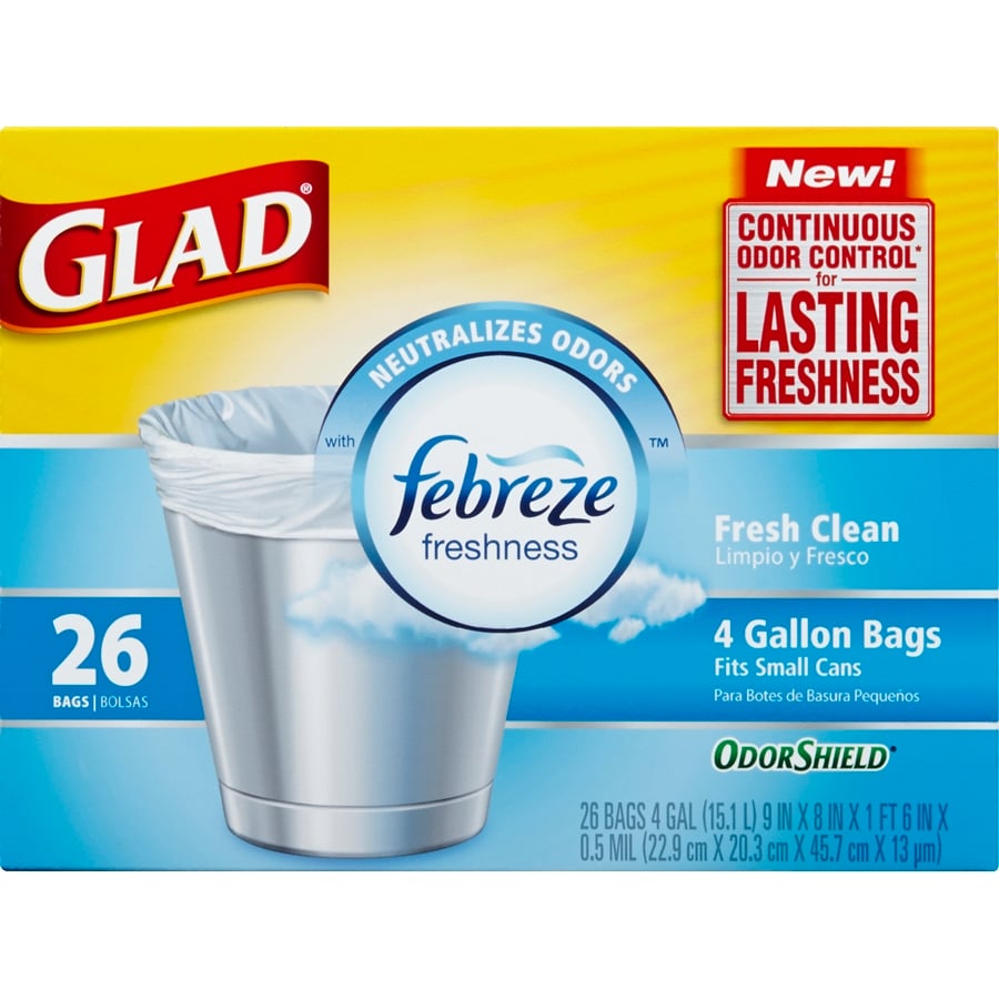 Glad 4-Gallons Gain Original White Plastic Wastebasket Flap Tie Trash Bag  (52-Count)