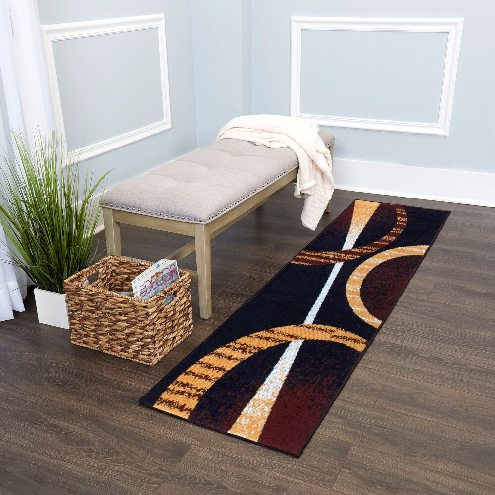 Home Dynamix 4-HD5194-502 Premium Indus 2 x 7 (ft) Loomed Polypropylene Black/Brown Rectangular Indoor Mid-Century Modern Area rug