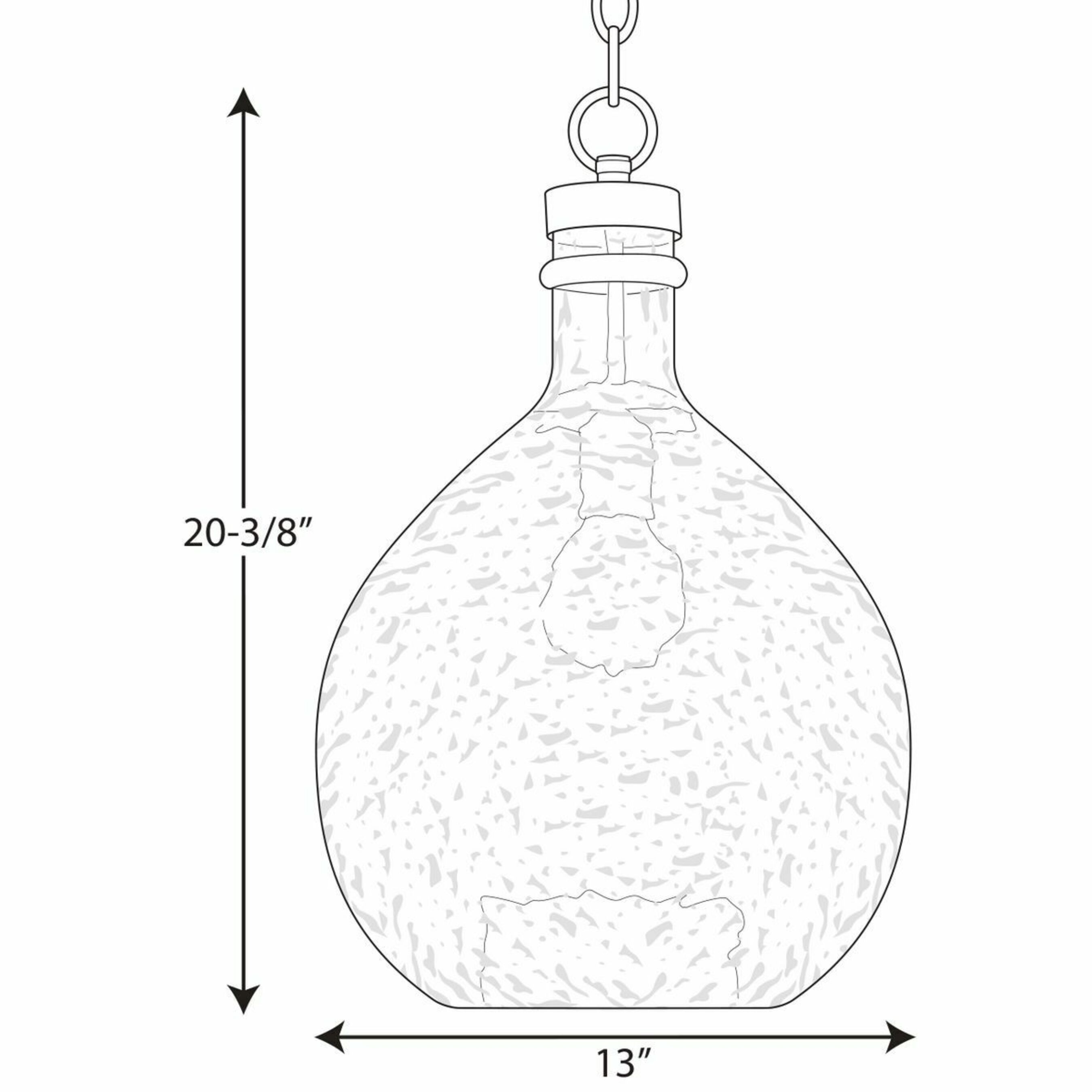 Zin Rustic Farmhouse 21.5" Brushed Nickel & Clear Glass Pendant Light