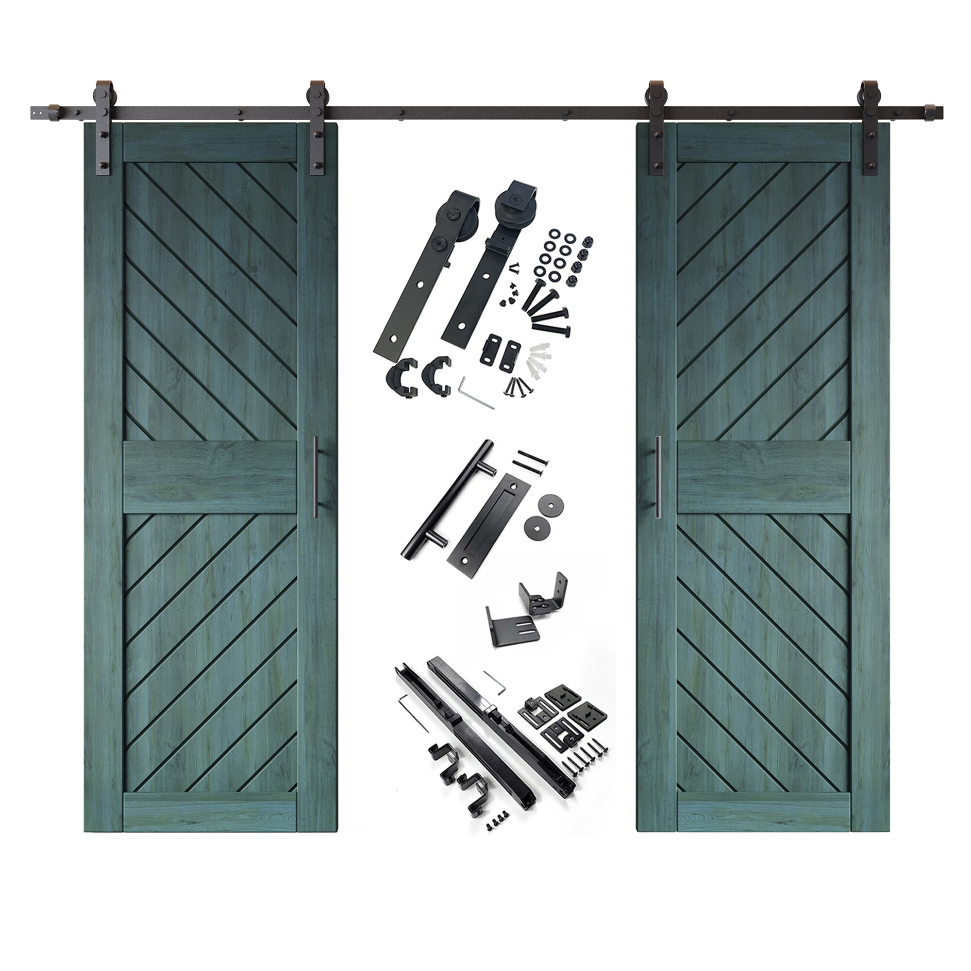 HOMACER YT2H132C-XT4-3084-RP 30-in x 84-in Royal Pine Prefinished Non-standard Pine Wood Solid core Double Barn Door (Hardware Included)