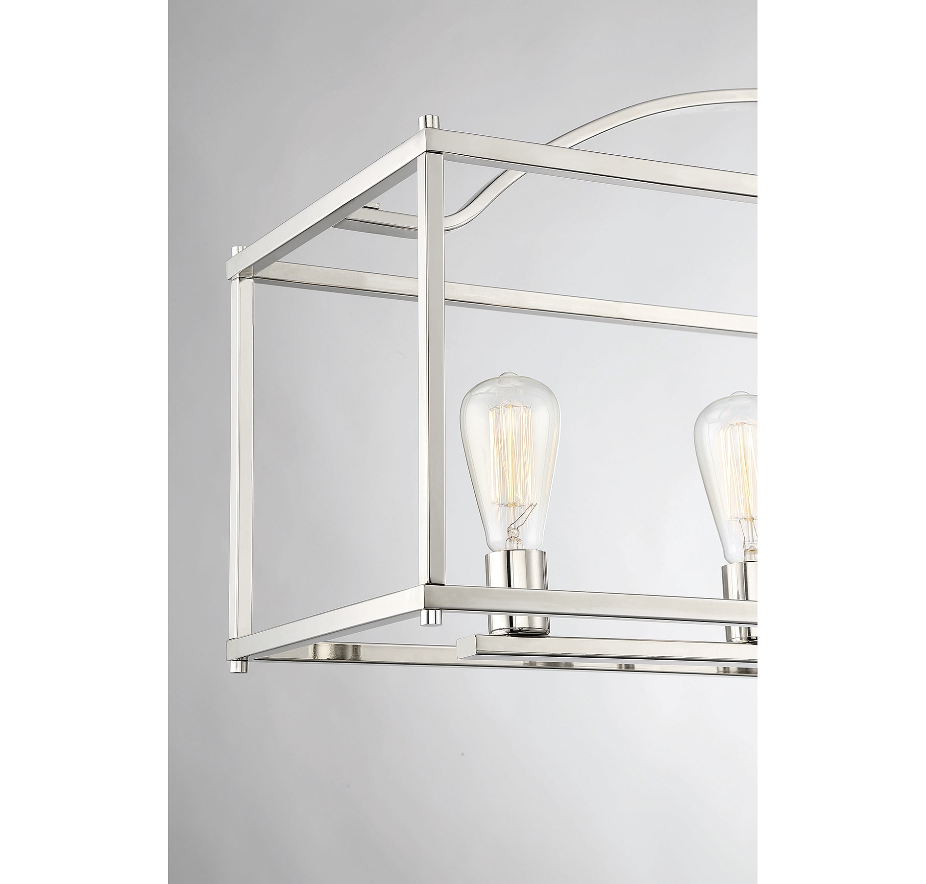 Palladian Polished Nickel 38" Wide Linear Chandelier with Open Cage