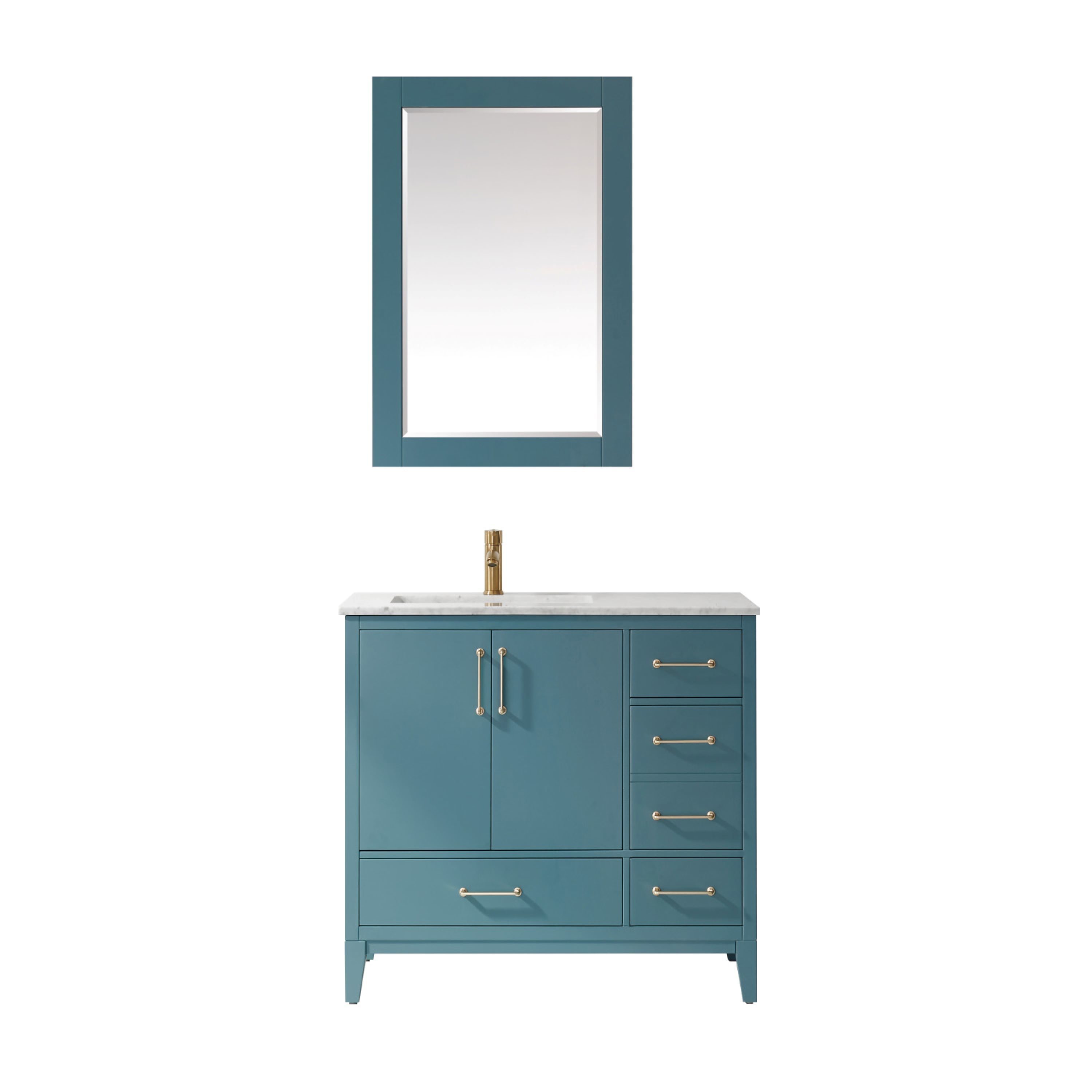 Altair 541036-RG-CA Sutton 36-in Royal Green Undermount Single Sink Bathroom Vanity with Carrara White Marble Top (Mirror Included)