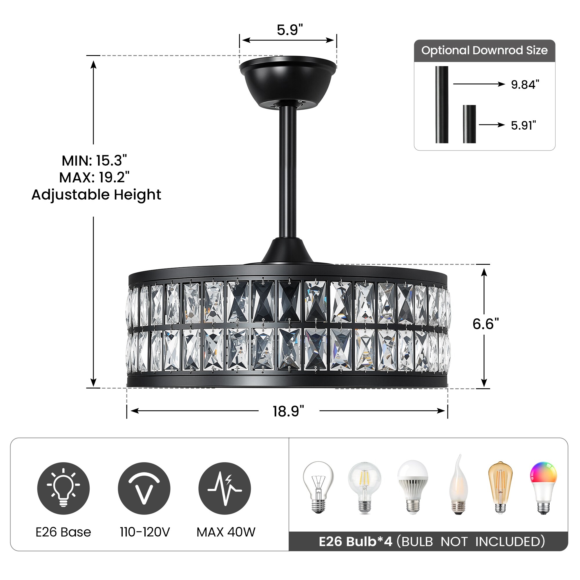 KAISITE 8915CF-04BK-US-1 Ceiling-Fans - View #9
