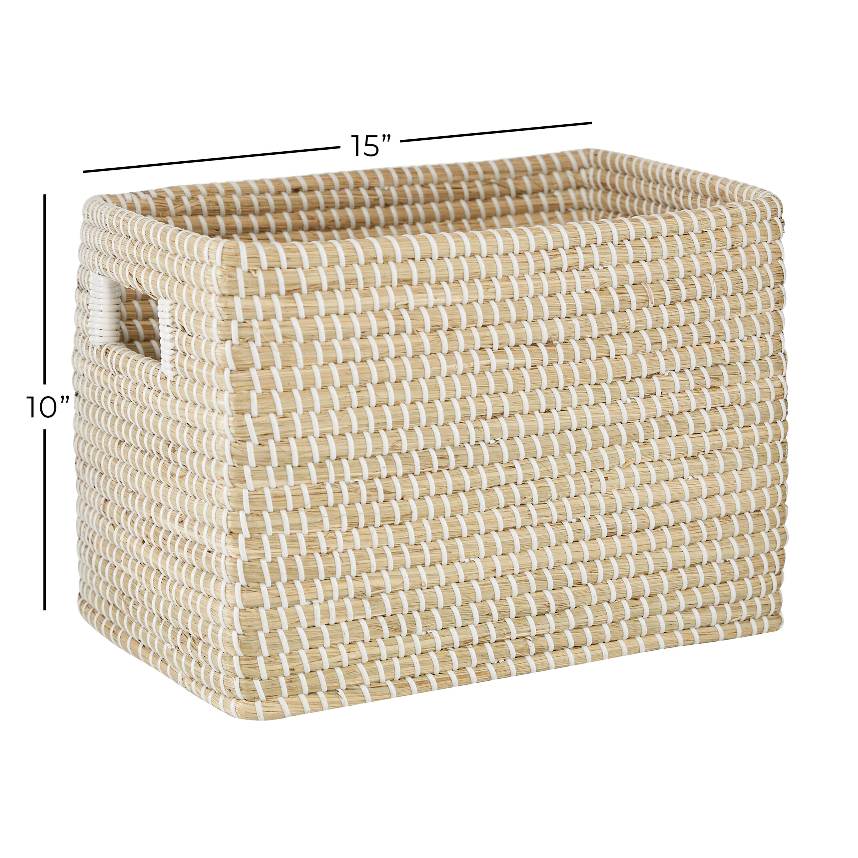 BINO | Woven Plastic Basket | Small (White), 5-Pack | THE JUTE COLLECTION |  Home Organization, Space - Saving Storage, Stylish Design | Jute Basket 