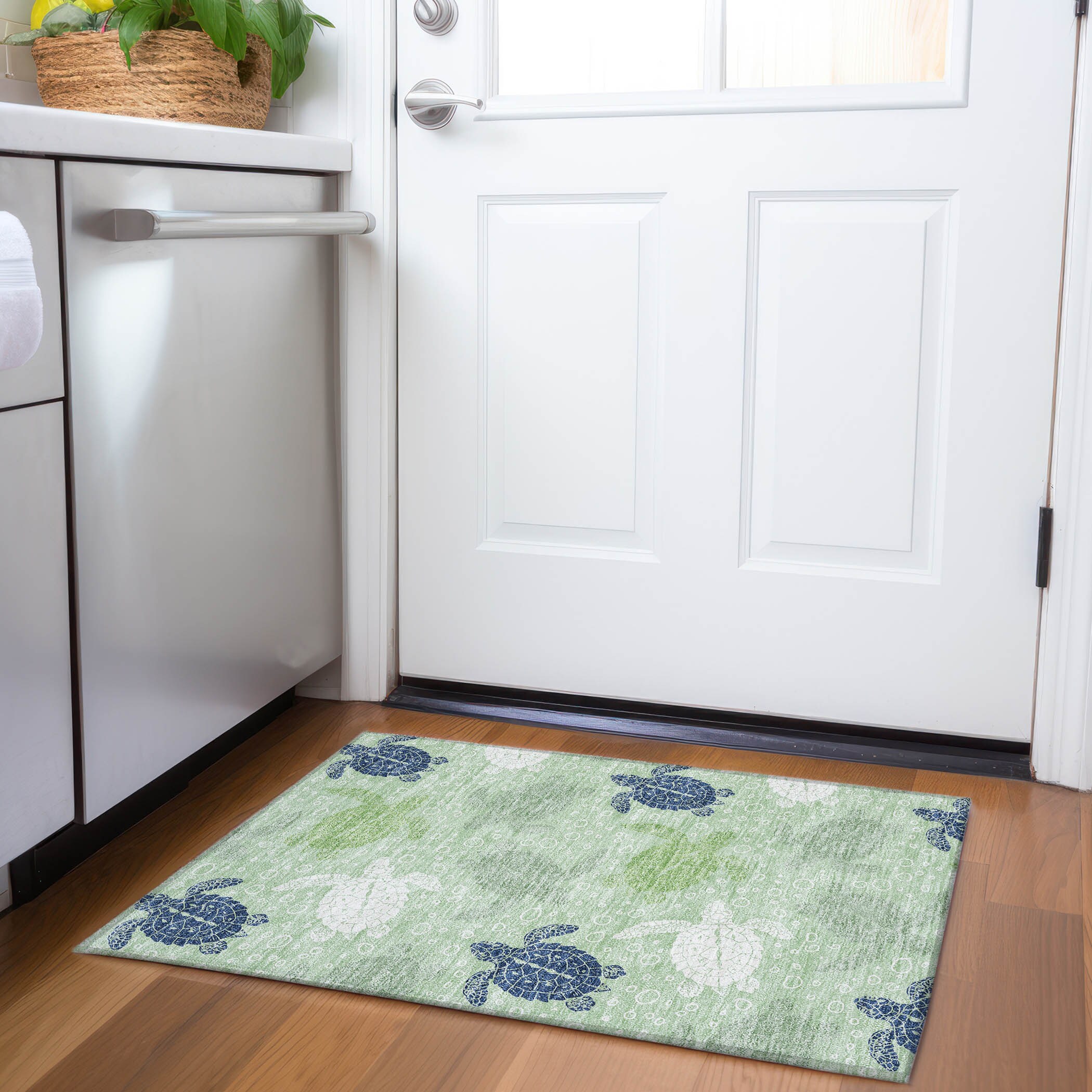 Addison Rugs AMF192GN20X30 Mayfield AMF192GN 2 x 3 (ft) Loomed Polyester Green Rectangular Indoor Geometric Machine washable Area rug
