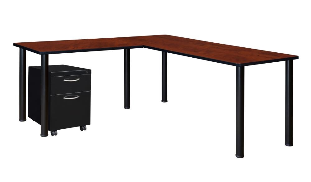 Regency MLSPM602442CHBPBK Kee Desking 66-Inches Red Modern/Contemporary L-shaped desk