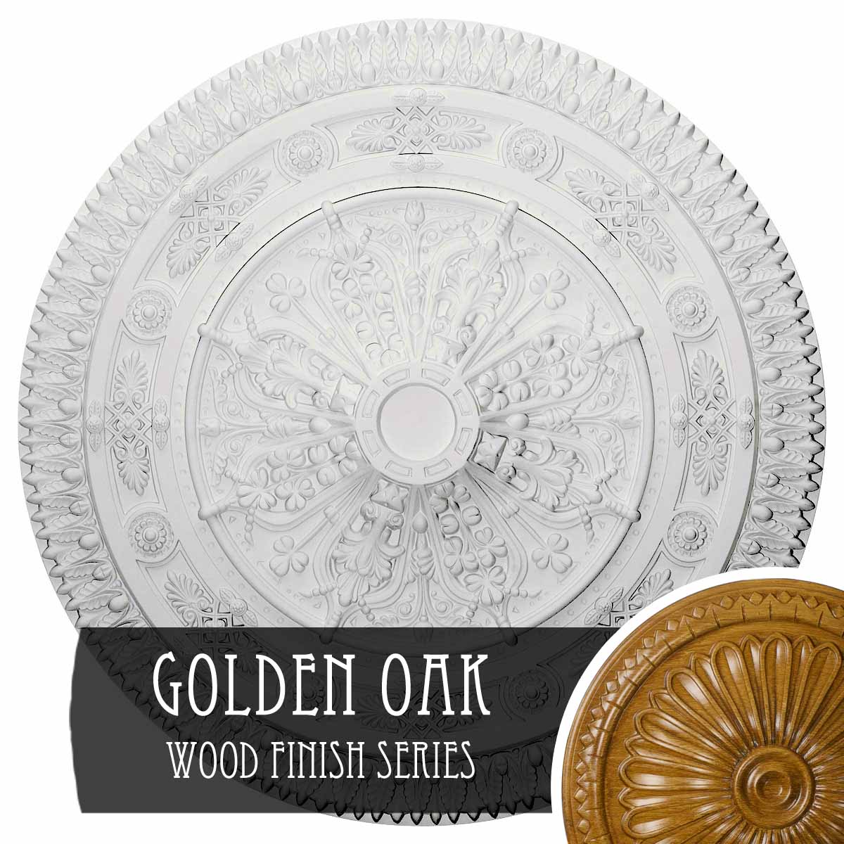 Ekena Millwork CM37NAGOS Naple 37.5-in W x 37.5-in L Golden Oak Polyurethane Ceiling Medallion