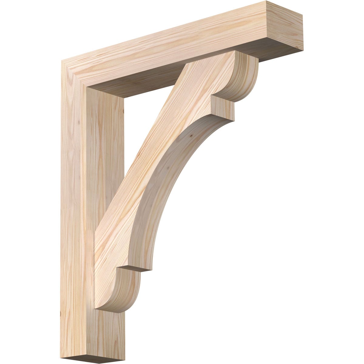Ekena Millwork 1463750 Olympic Block Smooth Bracket with Offset Brace 5-1/2-in x 26-in x 30-in Douglas fir Brown Wood Standard bracket