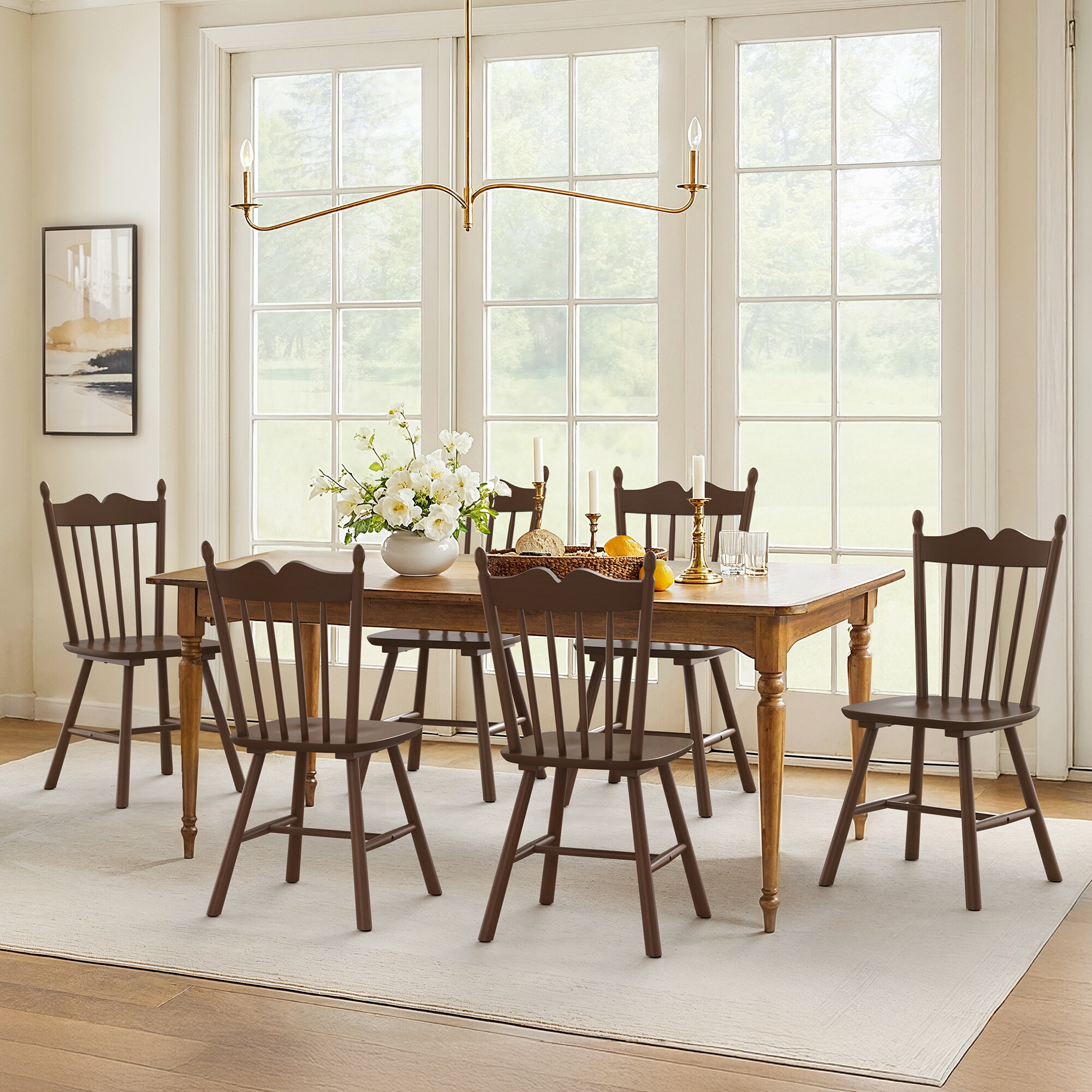 Yurevna - Set of 6 Windsor Dining Chair Country Dining side chair ( Wood Frame )