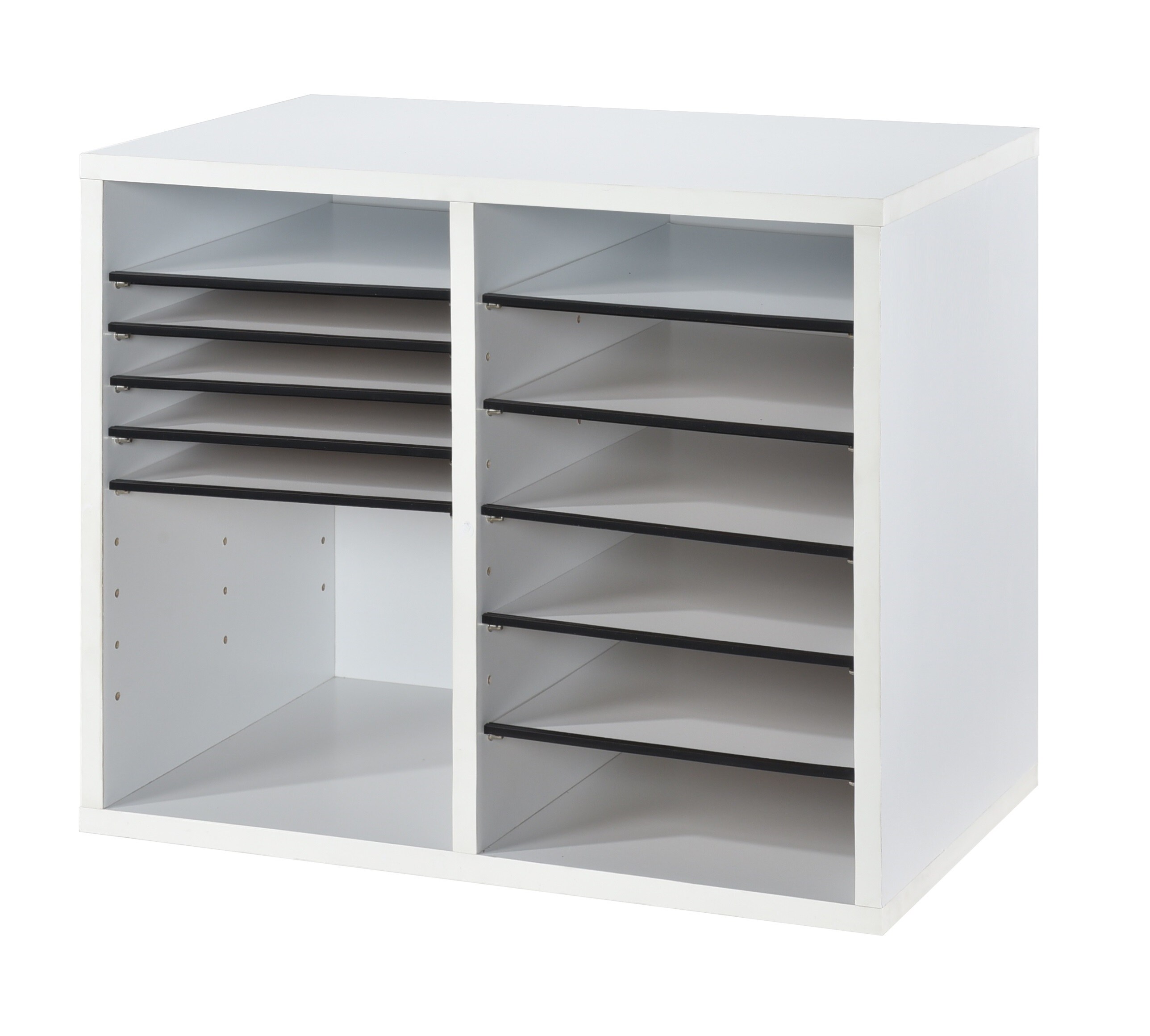 White Medium-Density Fiberboard Adjustable 12 Compartment Organizer
