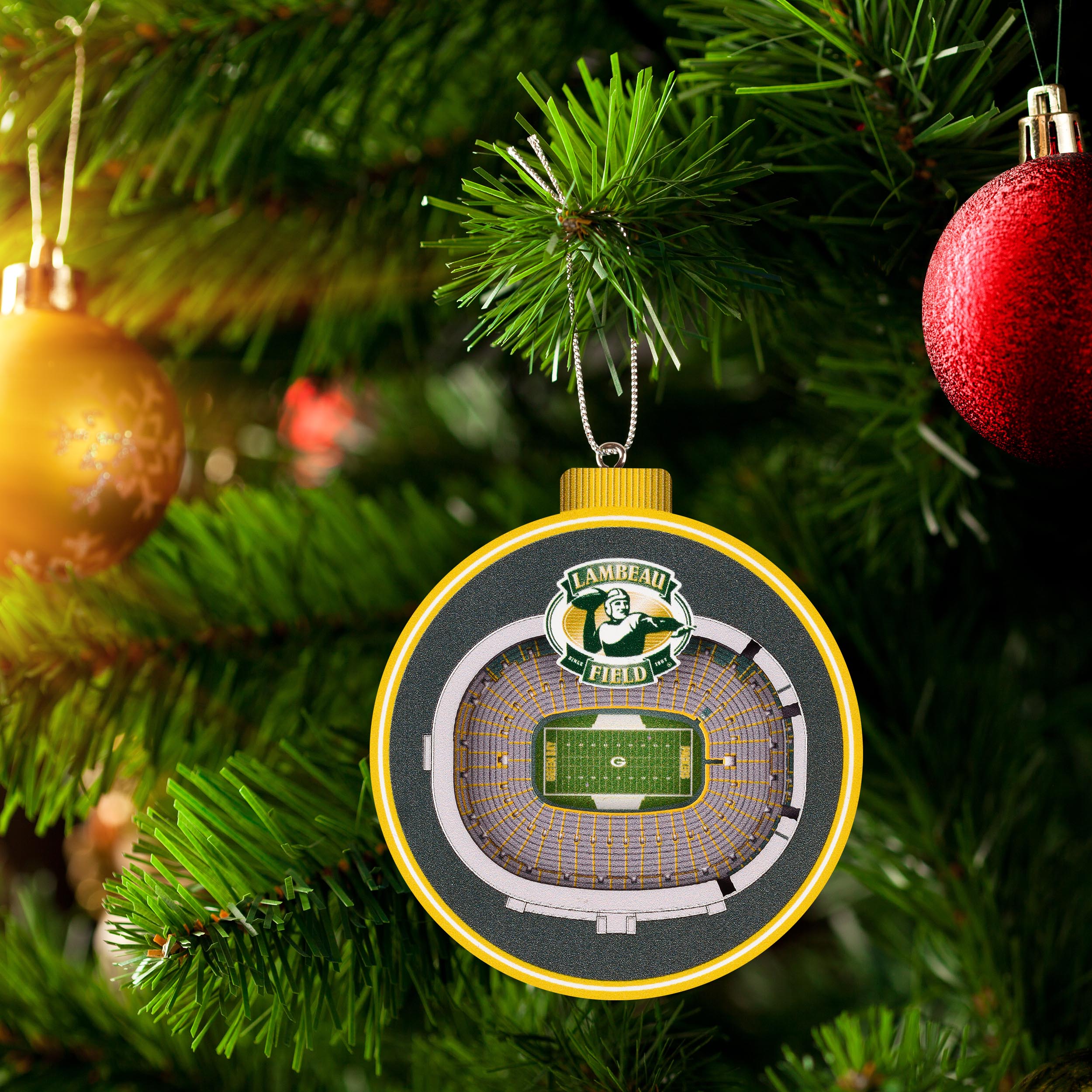 Green Bay Packers Christmas Merry Christmas Circle Ornament