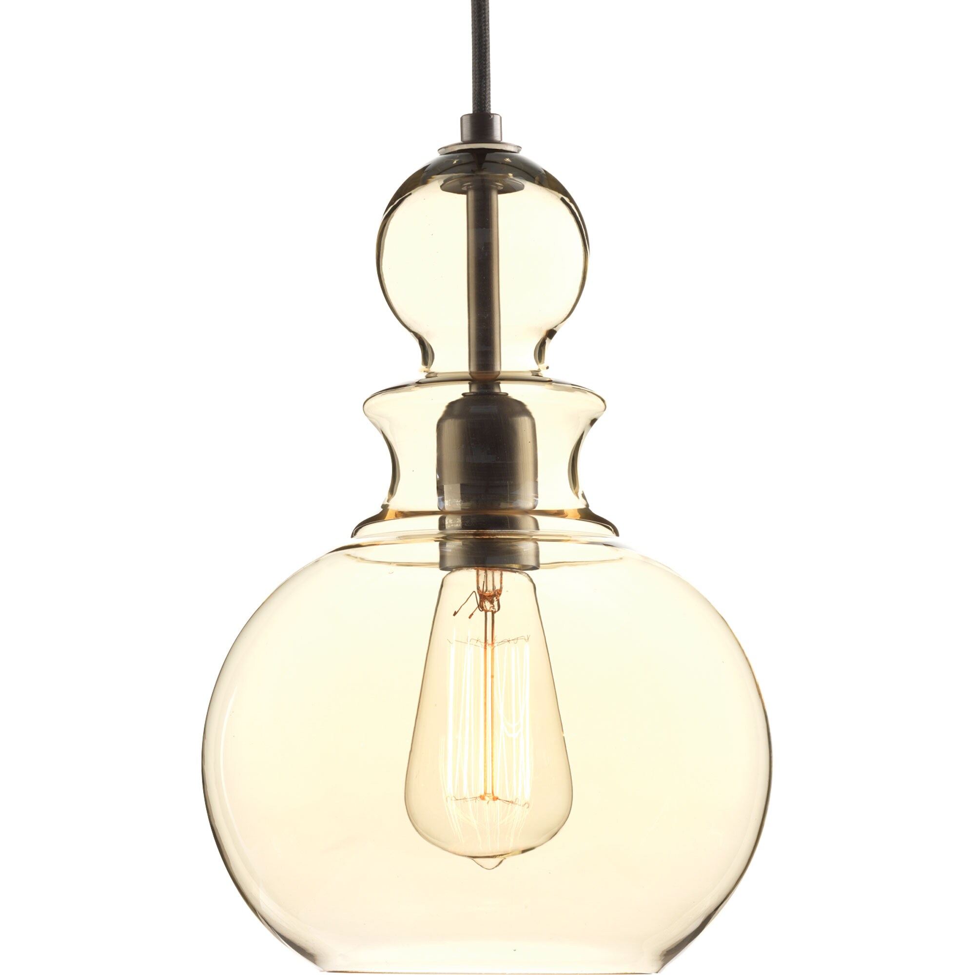 Progress Lighting Staunton 3-Light Antique Bronze Bohemian/Global Tinted Glass Globe Small Hanging Pendant Light