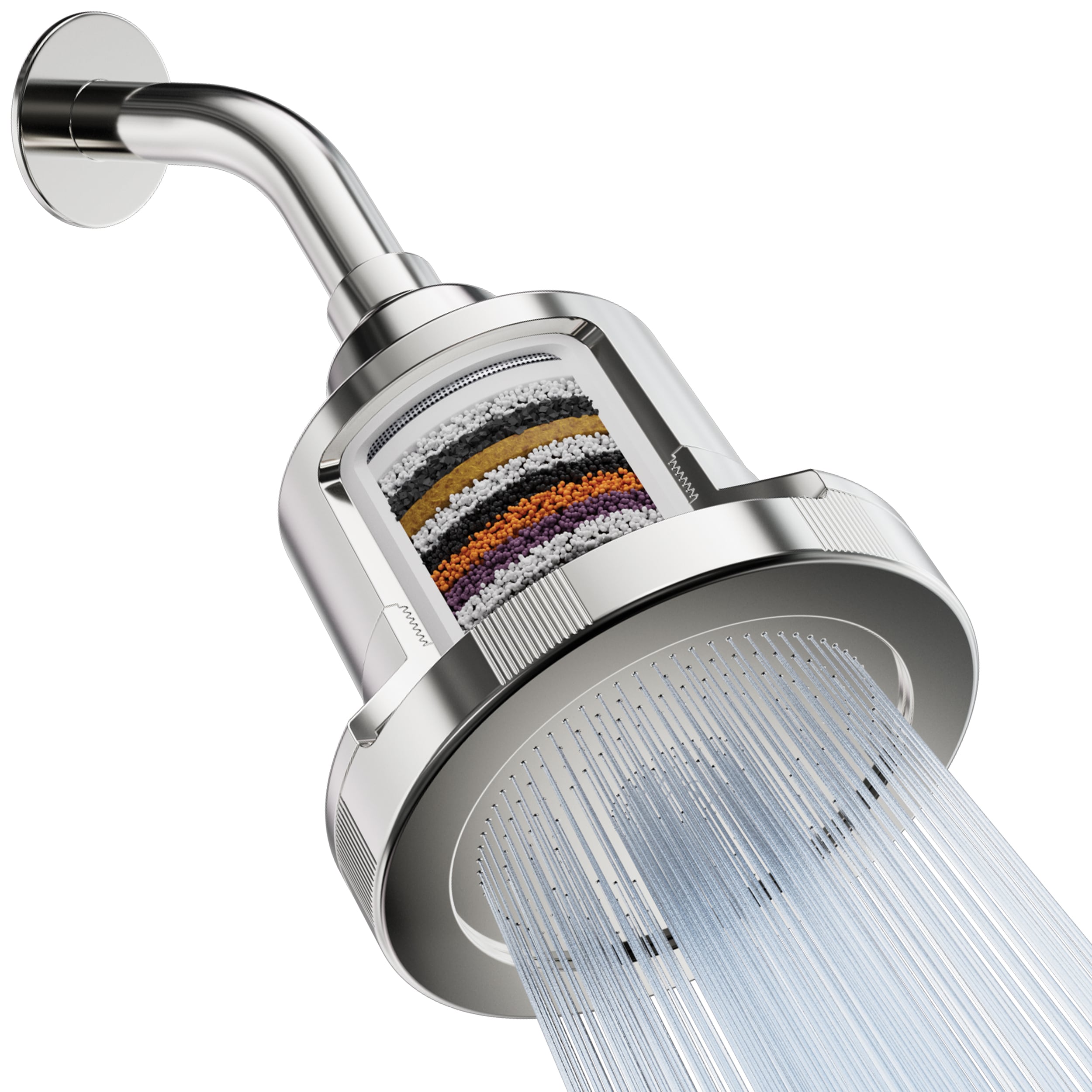 Mist MSS081 1.0 -Spray Water Softening, 15 Stage Filtration 4.5-in Round Fixed Filtered High Pressure Shower Head 2.5 GPM