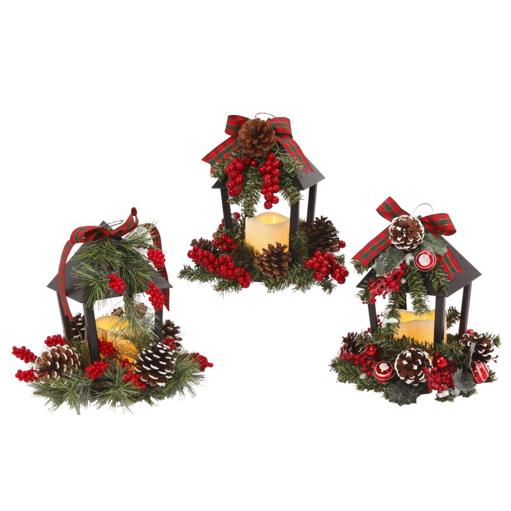 Gerson Set of 3 18.5-in H B/O Lighted Stocking, 3 Styles, Red