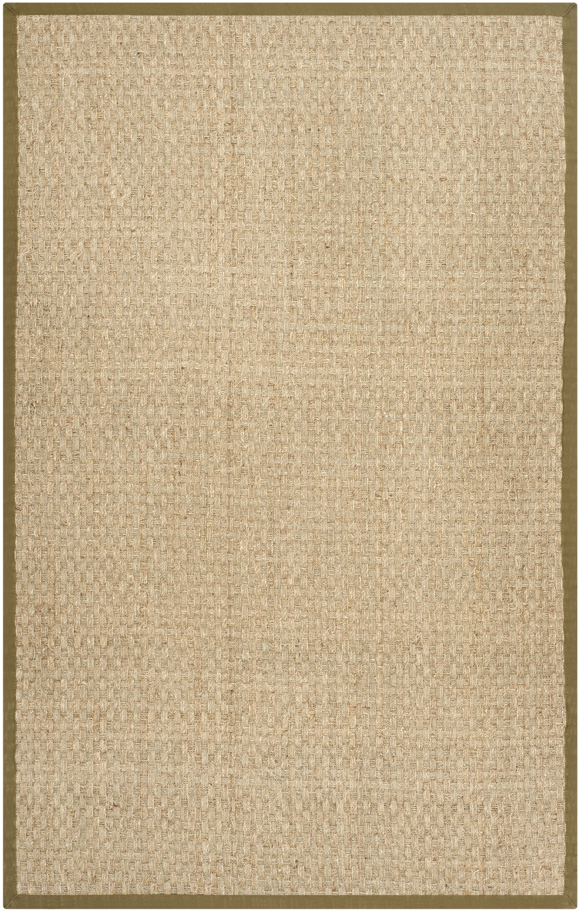 Safavieh NF114G-5 Natural Fiber Hampton 5 x 8 (ft) Loomed Seagrass Natural/Olive Rectangular Indoor Solid Coastal Area rug
