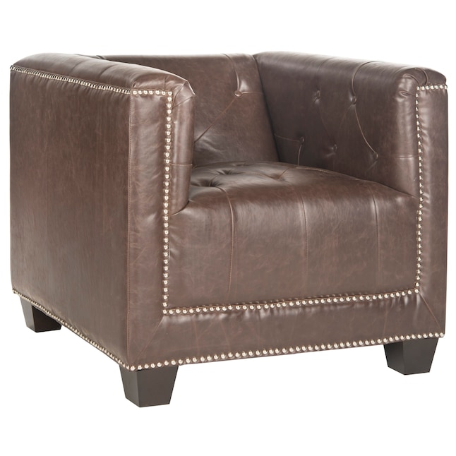 Safavieh Bentley Rustic Antique Brown Faux Leather Accent Chair at ...