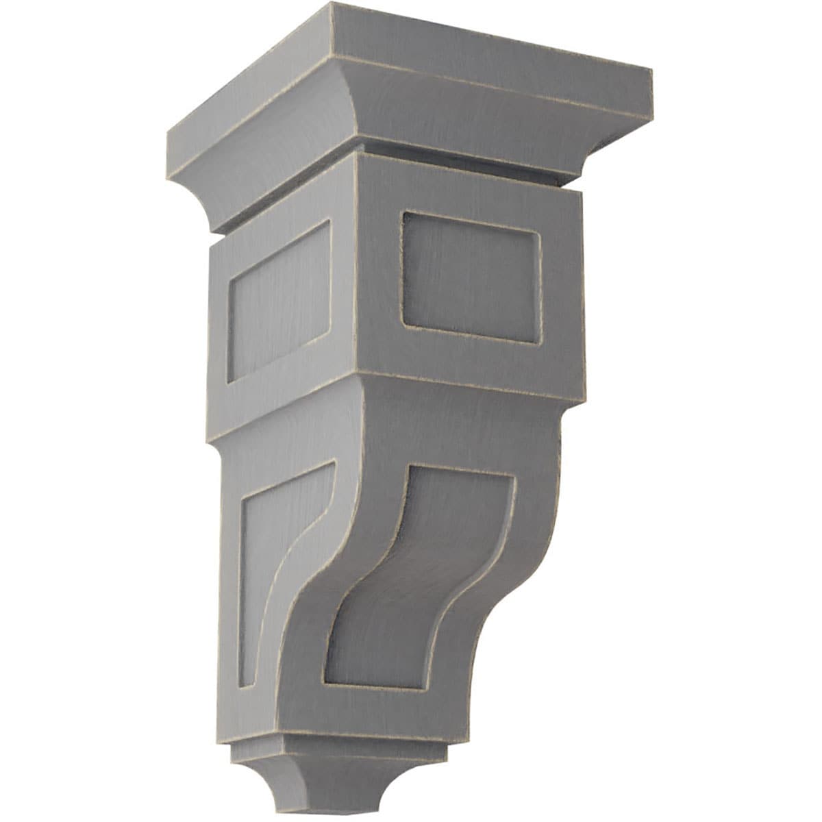 Ekena Millwork CORWD07X07X14RYPG 7-in x 7.75-in x 14-in Vintage Decor Finished Rubberwood Gray Wood Paintable/Stainable Corbel