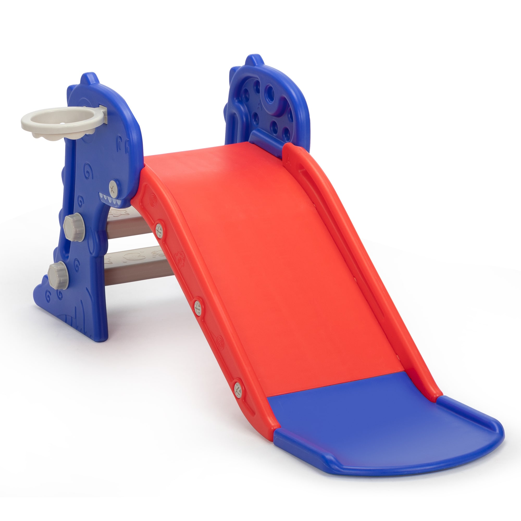 Siavonce 3 In 1 Freestanding Toddler Slide, Indoor Outdoor Playground with Basketball Hoop and Ball For Kids Under 3 Years #XHIYE6G