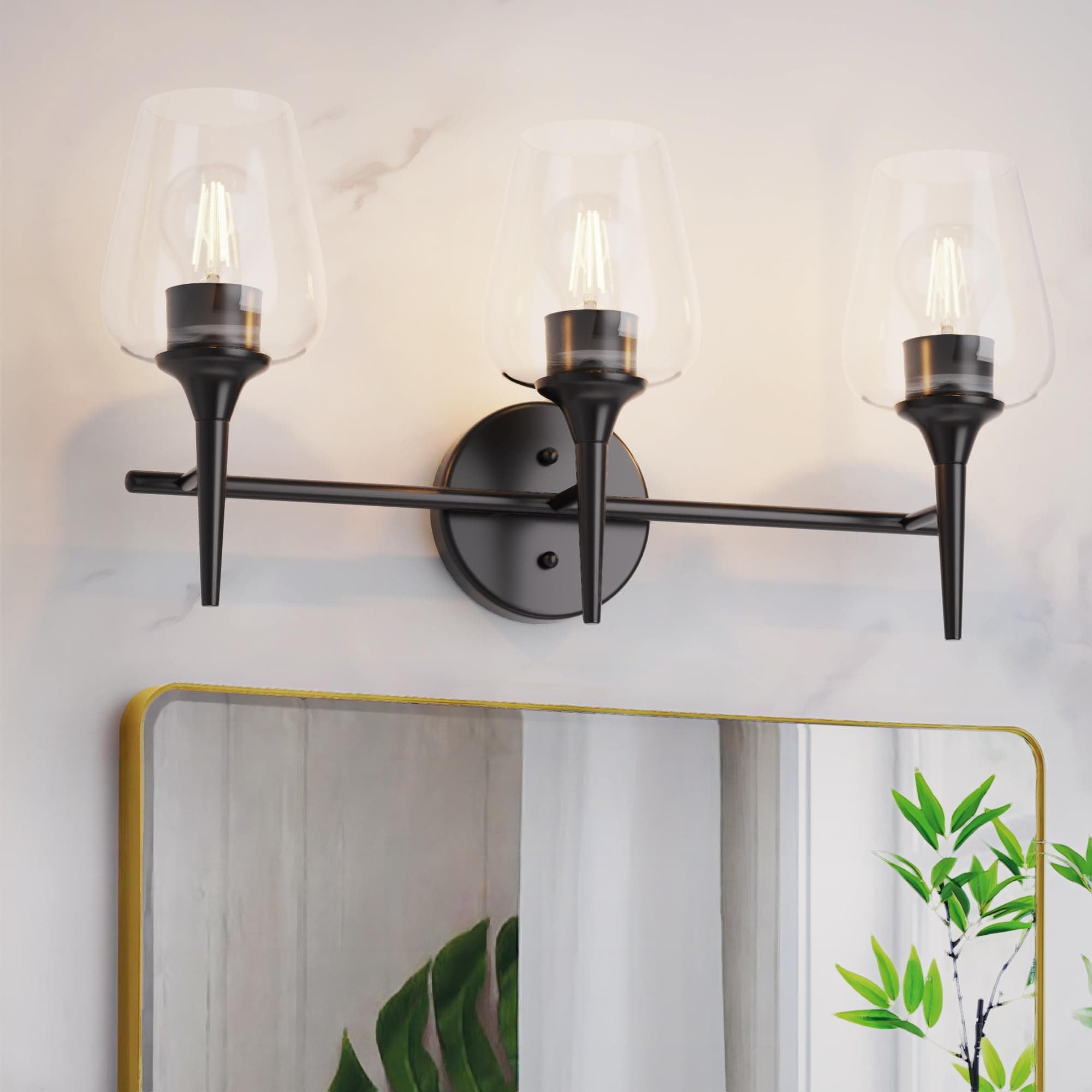 LTMATE LSWL021-MK JAZAVA 21.69-in 3 -Light Matte Black Modern/contemporary Vanity light