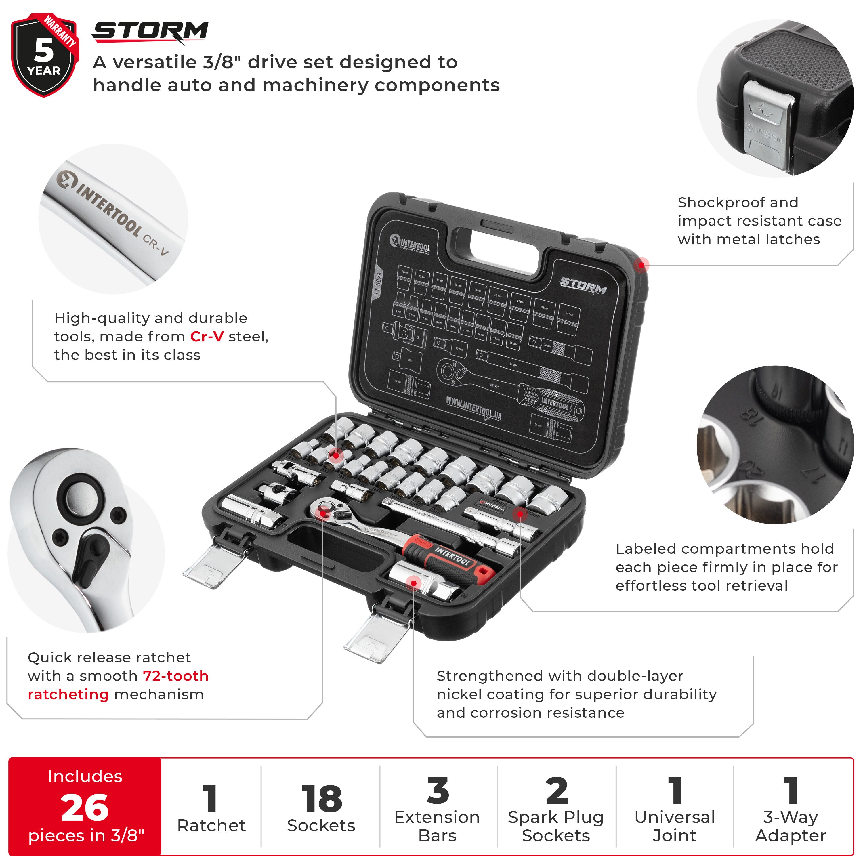 INTERTOOL ET08-8026 Mechanics-Tool-Sets - View #2