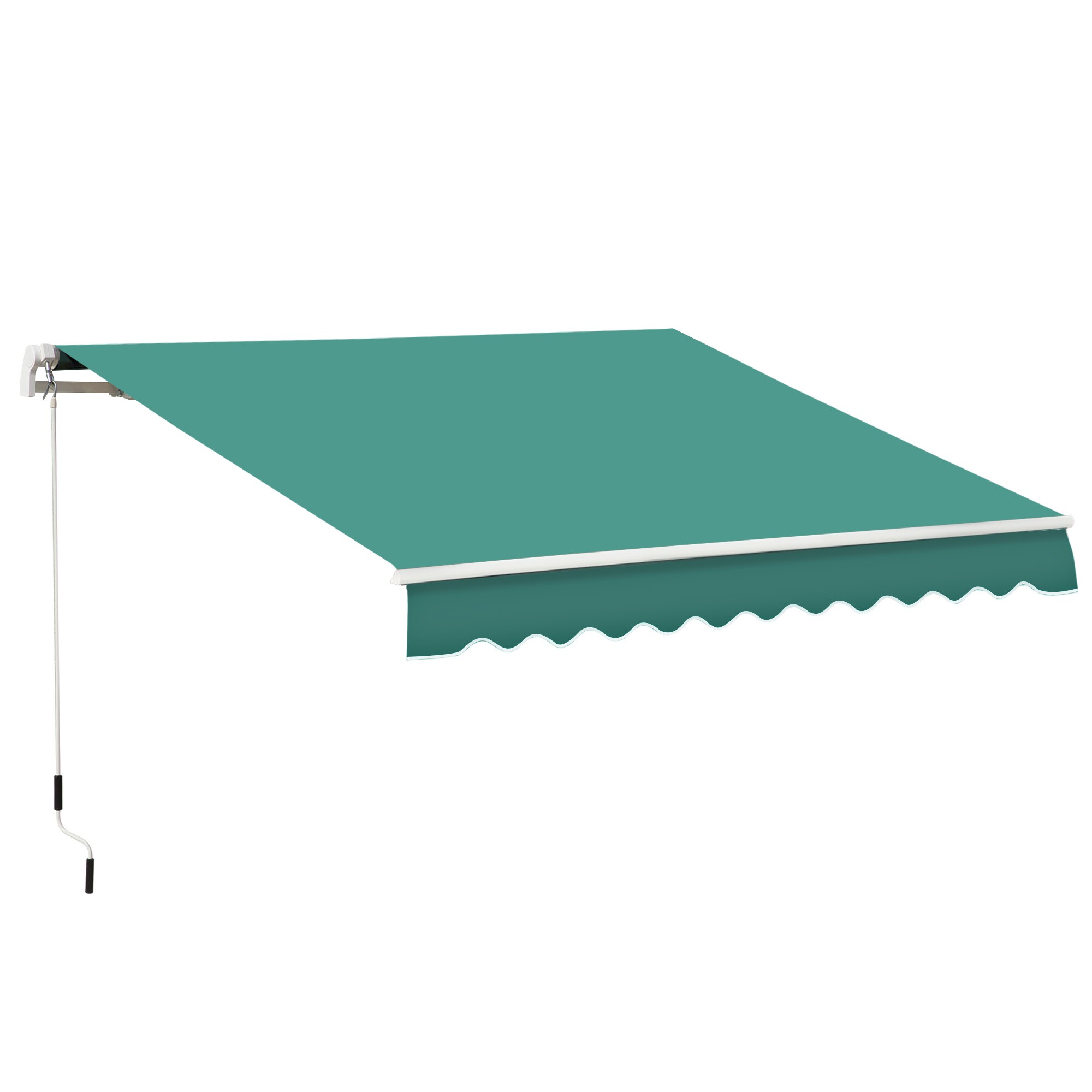 WELLFOR GASAW015 155.5-Inches Wide x 96.5-Inches Projection x 59-Inches Height Fabric Green Solid Manual Retractable Window/Door Awning