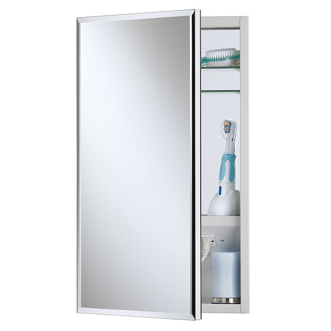 Jensen Meridian 15-in x 25-in Rectangle Surface/Recessed Mirrored Medicine Cabinet with Outlet Jensen Meridian 15-in x 25-in Rectangle Surface/Recessed Mirrored Medicine Cabinet with Outlet
