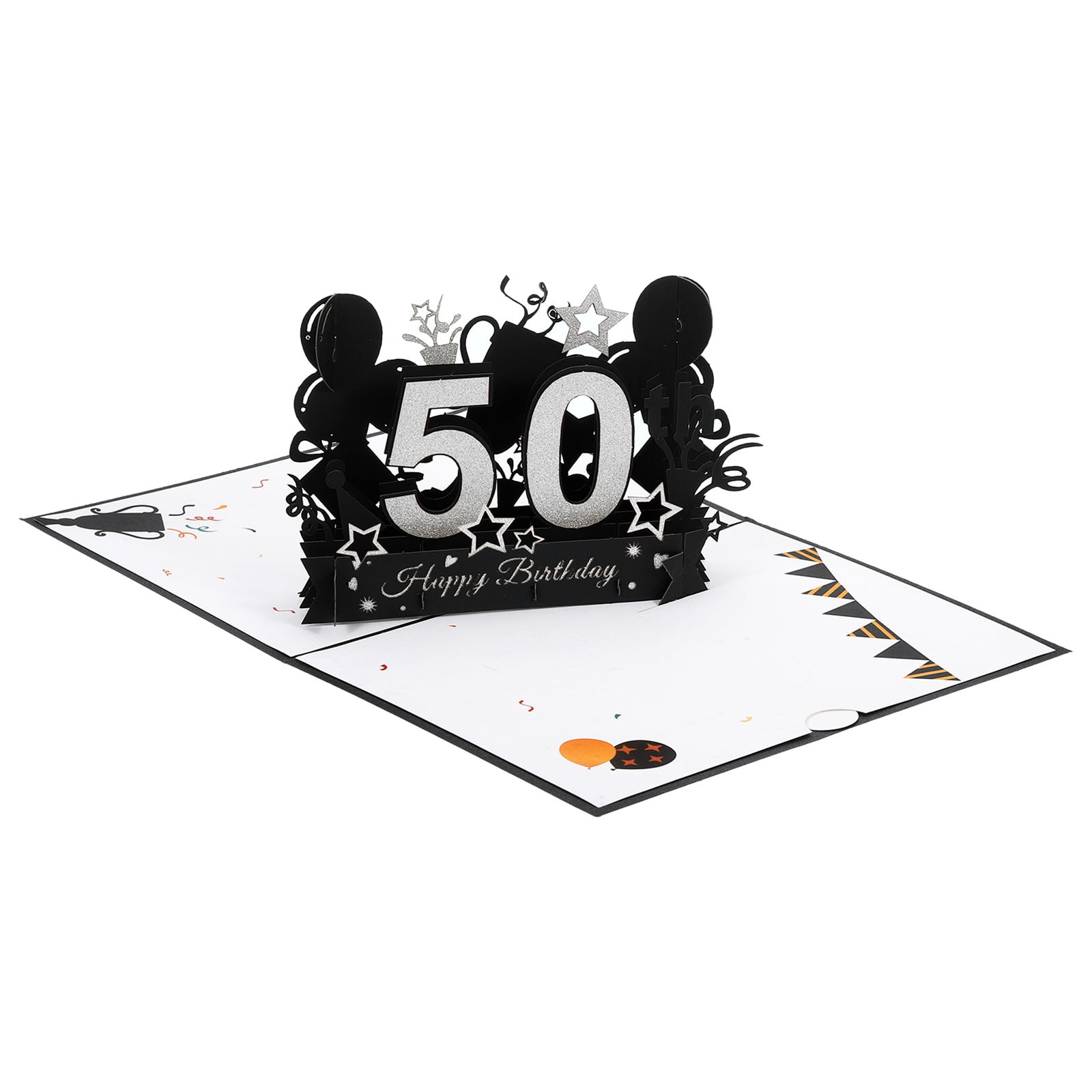 PATIKIL 50th Birthday Card Pop-Out Birthday Card Gift Card Funny Birthday 3D Sweet with Greeting Card and Envelope for Women Gift Best Friend Black Silver #S26012201UX0027