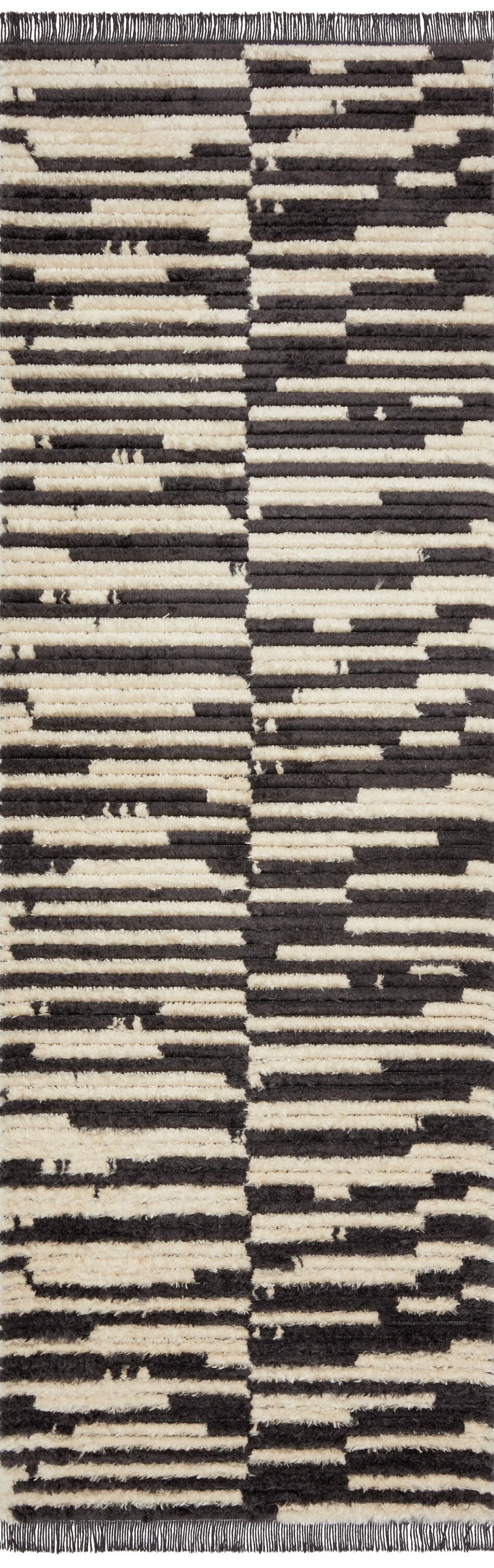 Chris Loves Julia x Loloi ALICALI-03CRCC27C0 Alice 3 x 12 (ft) Loomed Polyester Cream / Charcoal Rectangular Indoor Abstract Runner rug
