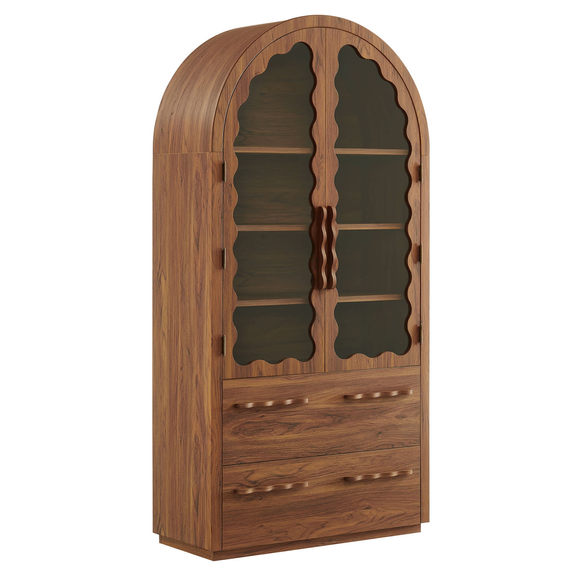 Modway Rory 76 Inch Arched Kitchen Pantry Display Cabinet in Walnut #EEI-7589-WAL