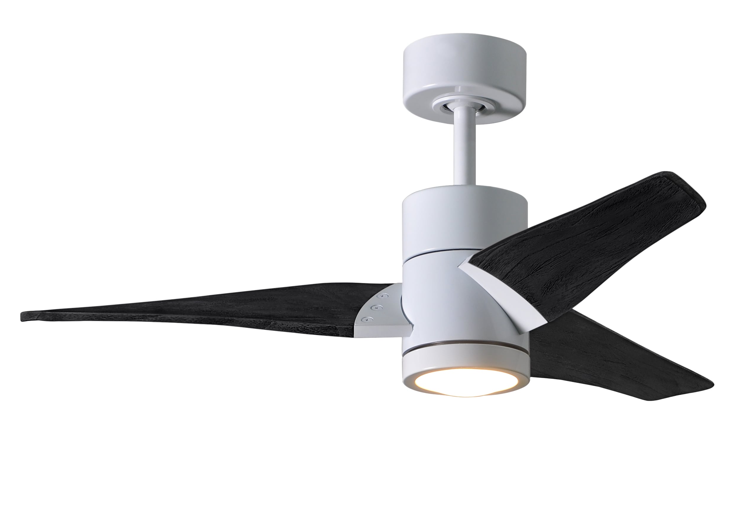 Matthews Fan Company SJ-WH-BK-42 Super Janet 42-in Color-Changing Integrated LED Outdoor Gloss White with Matte Black Blades Ceiling Fan With Light - Remote Included ( 3 -Blade )