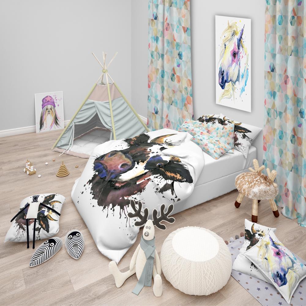 Designart BED13362-Q 3 -Piece Black Queen Duvet cover Set