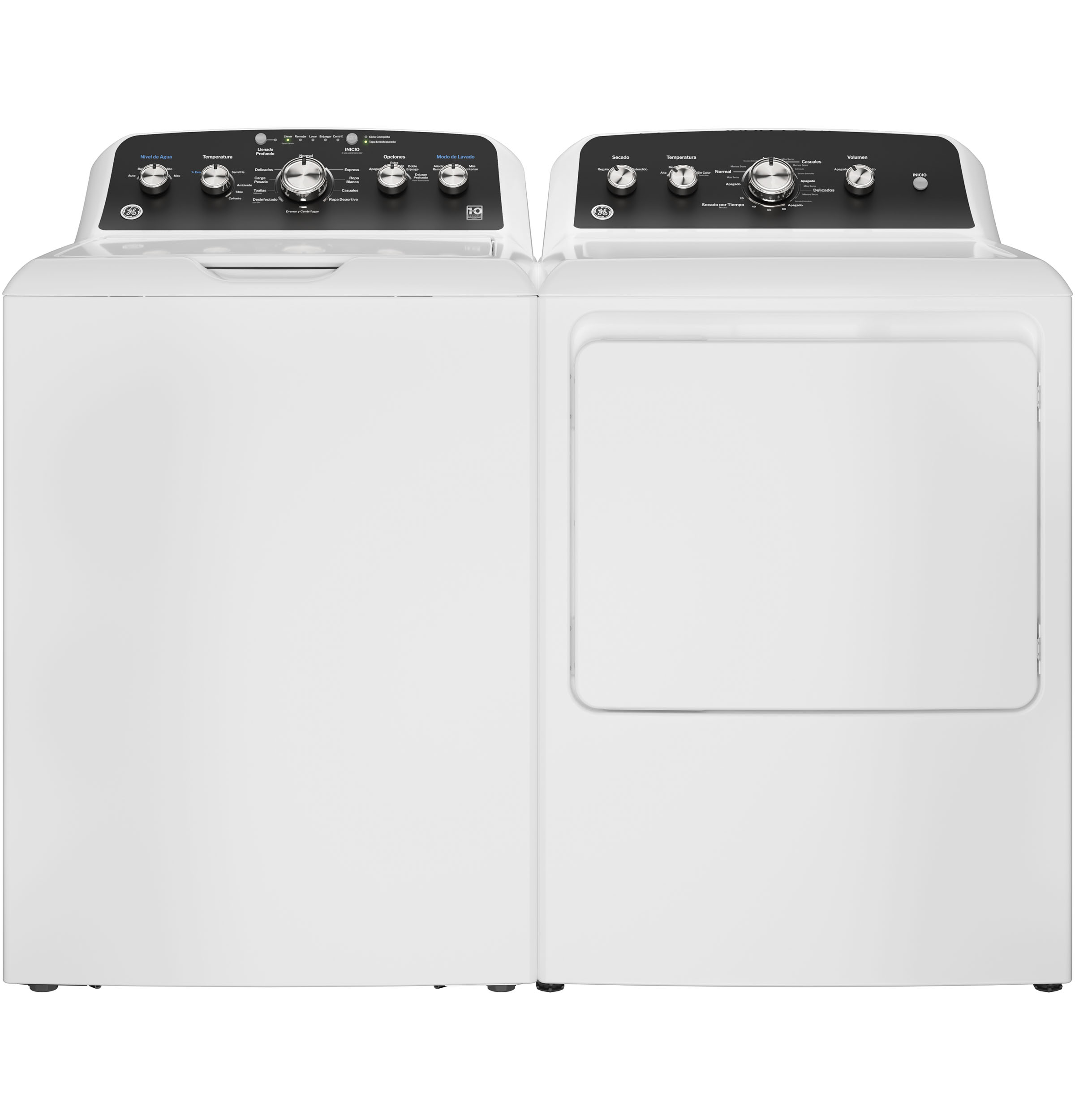 GE 4.5-cu ft High Efficiency Agitator Top-Load Washer and Electric Dryer Set in White