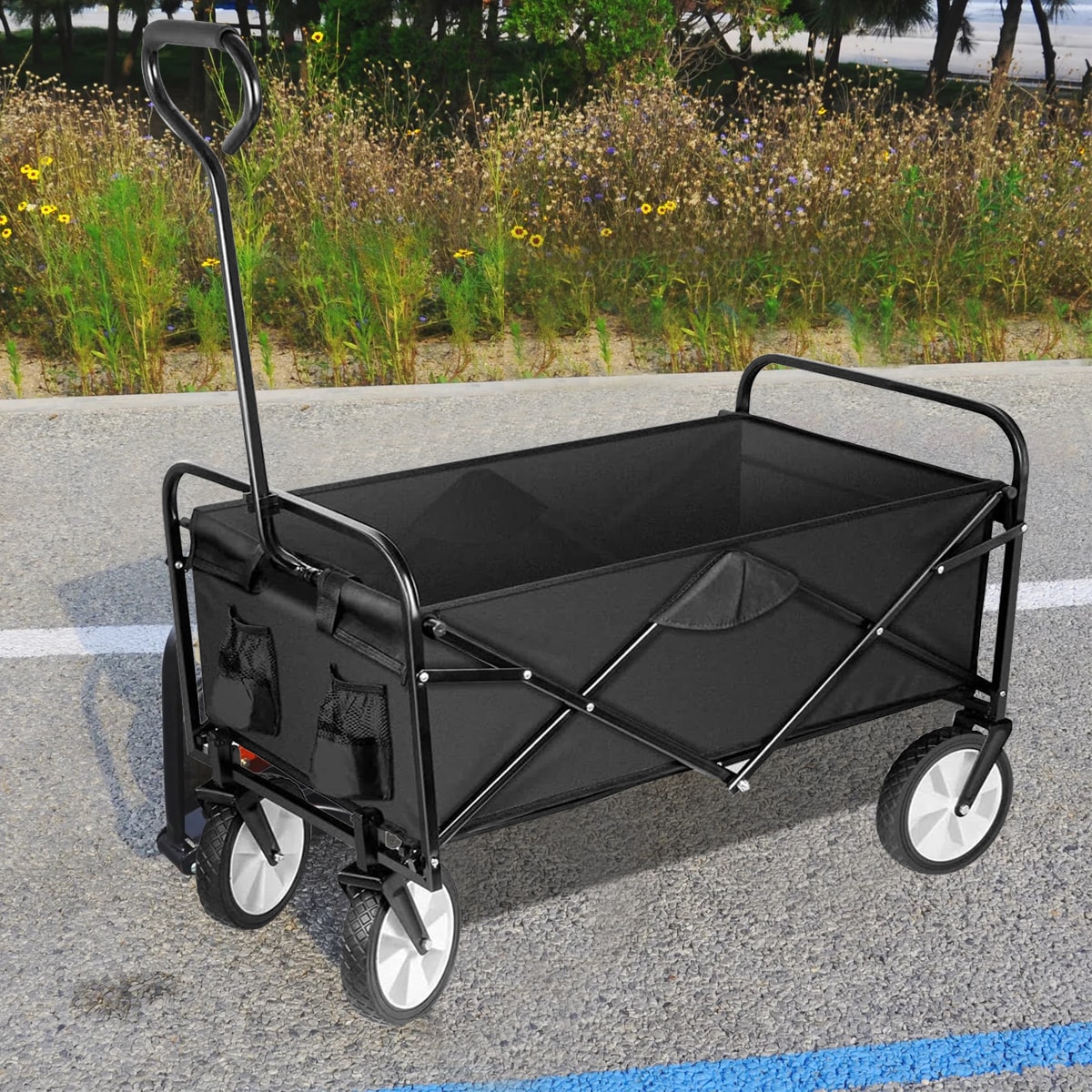 Kahomvis Garden Cart 3 6 Cu Ft Steel Folding Yard Cart In The Yard   60018071 