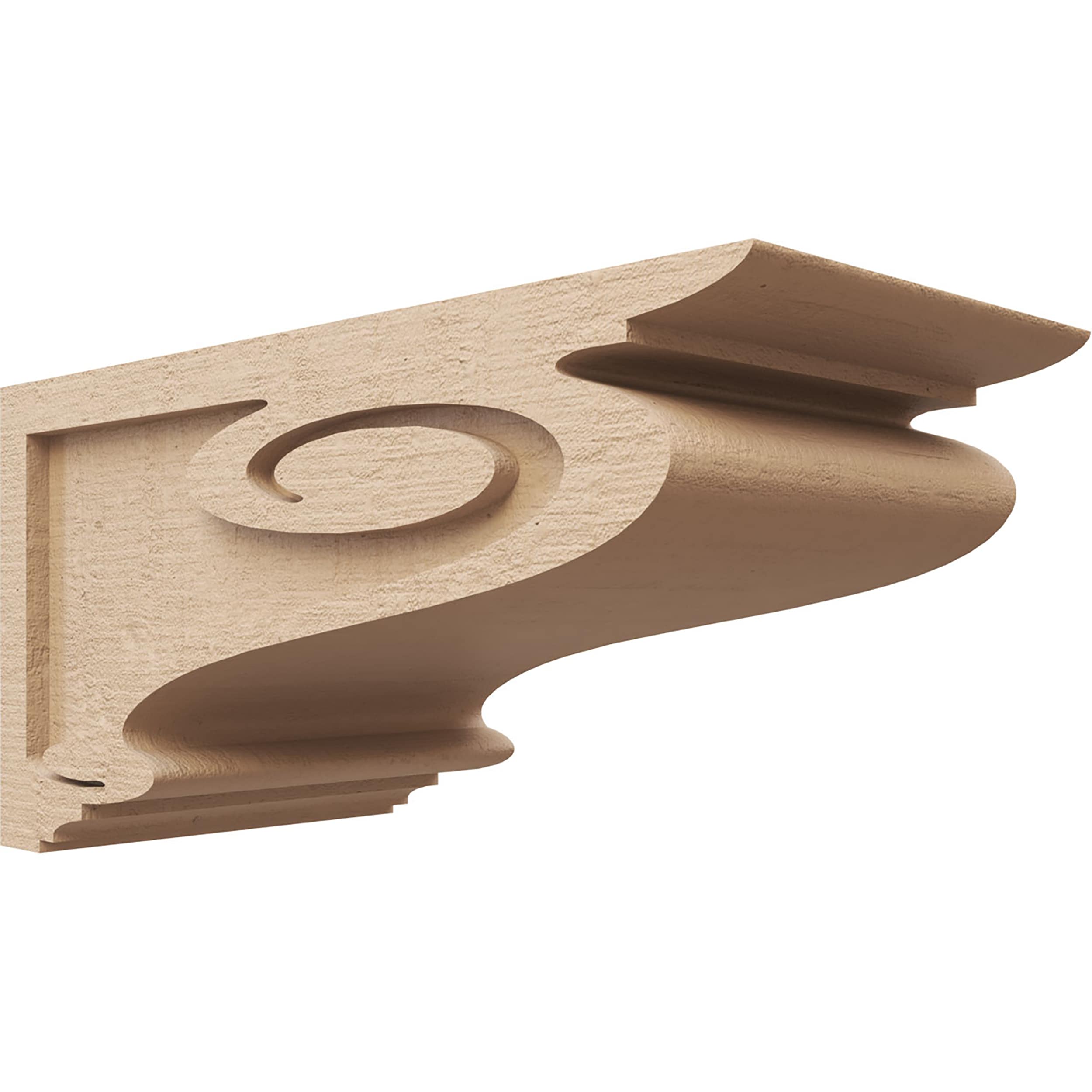 Ekena Millwork CORU09X18X09SCRRCPR 9-in x 18-in x 9-in Rough Cedar Woodgrain TimberThane Primed Urethane Paintable/Stainable Corbel