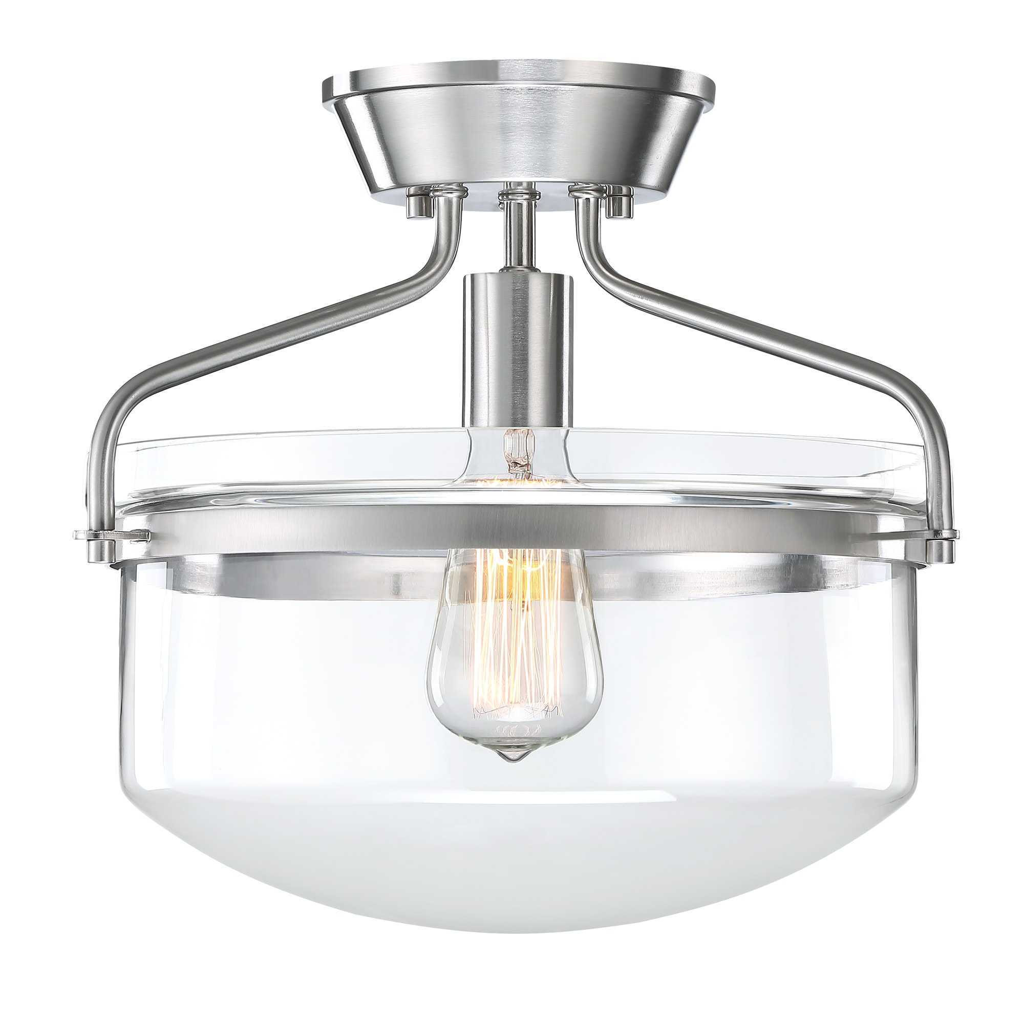 Hukoro F71611-SFM-BN 1 -Light 12-in Brushed Nickel Semi Flush Mount Light
