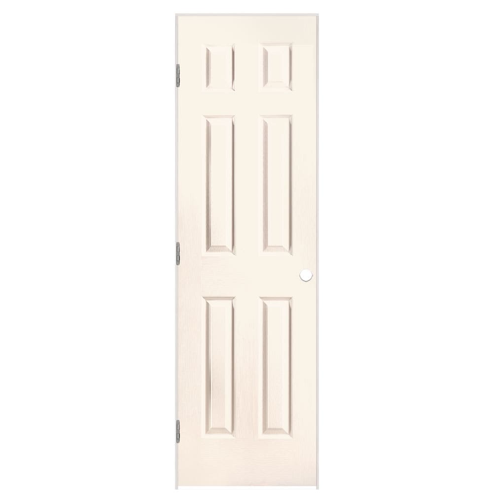 Masonite 1316907 24-in x 80-in Moonglow Solid core 6-panel Right hand Textured Prefinished Molded composite Flat Jamb Single Prehung Interior Door