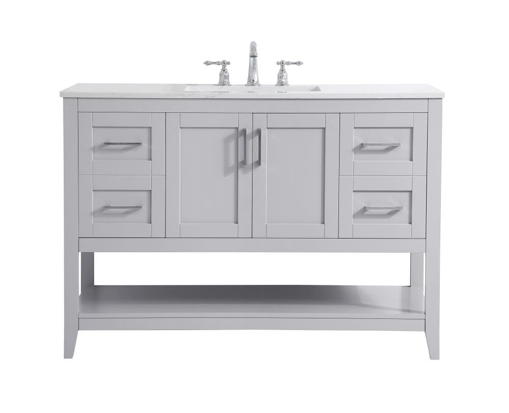 Elegant Decor FI48048GR First Impressions 48-in Gray Undermount Single sink Bathroom Vanity with Calacatta white Engineered marble Top