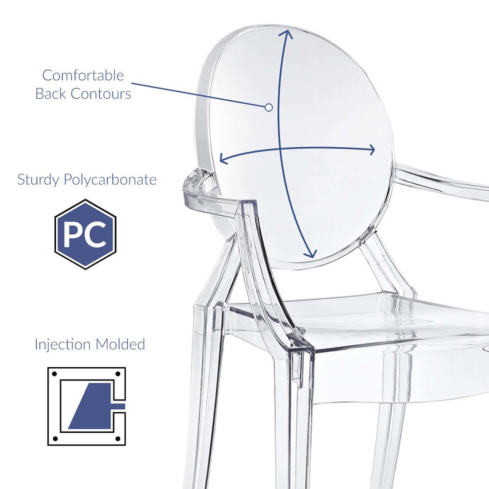 FurniFact Acrylic Dining Armchair with Armrest and Stackable Design in ...