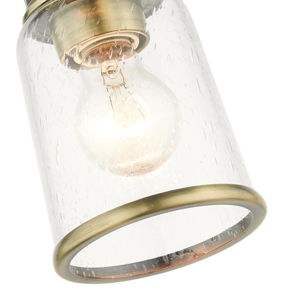 Antique Brass Seeded Glass 1-Light Flush Mount