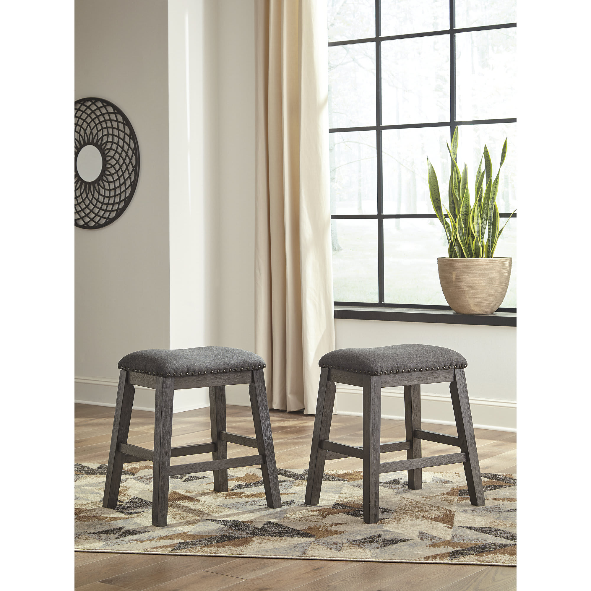 Signature Design by Ashley 420-883D Caitbrook Blue Counter Height Upholstered Bar Stool Set of 2