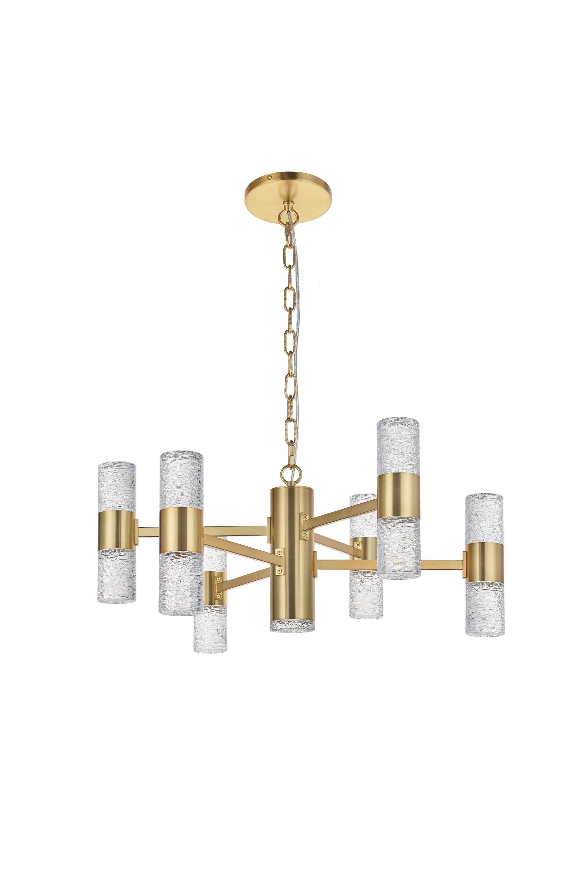 Modern Gold and Clear Glass LED Pendant Light Fixture