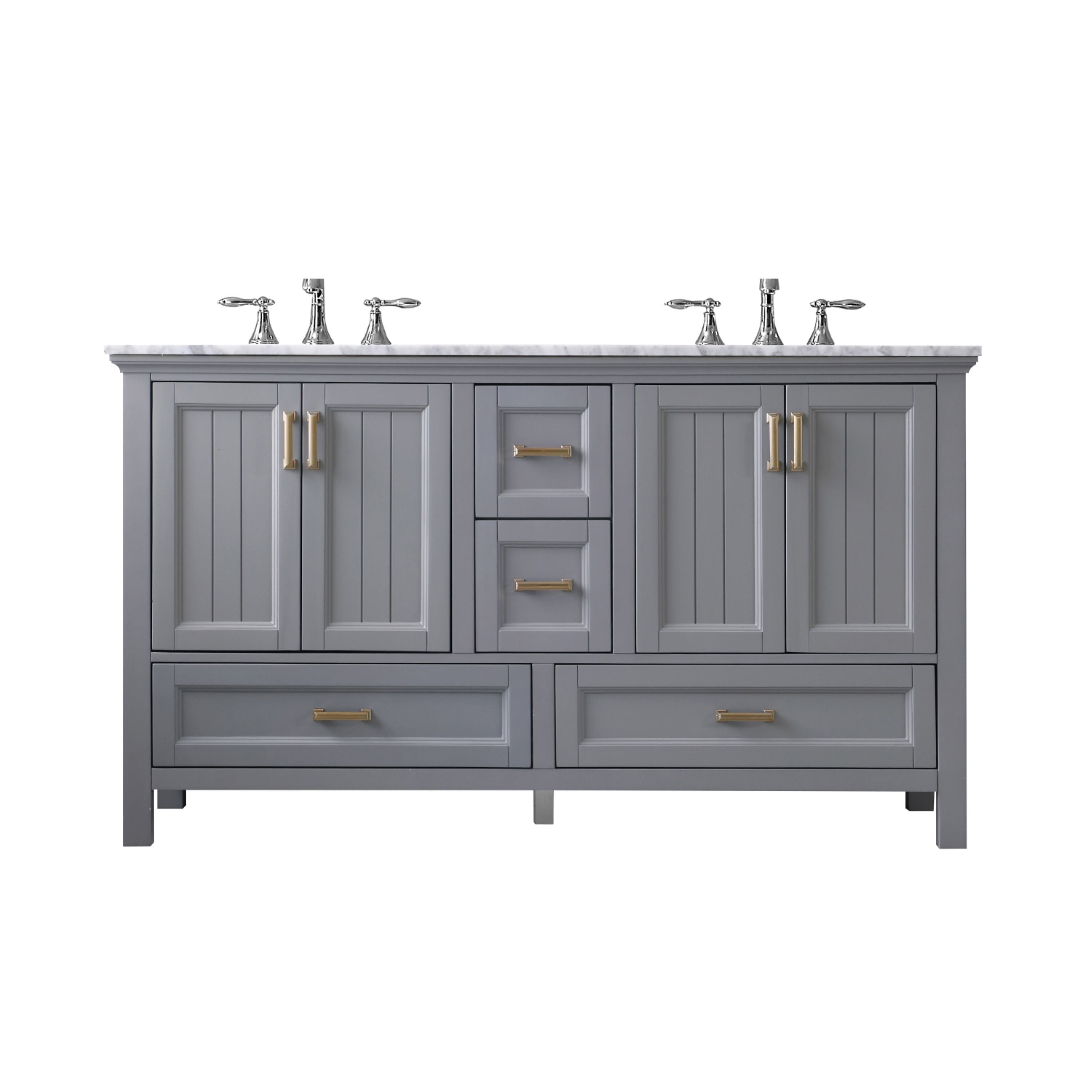 Altair 538060-GR-CA-NM Isla 60-in Gray Undermount Double sink Bathroom Vanity with Carrara White Marble Top