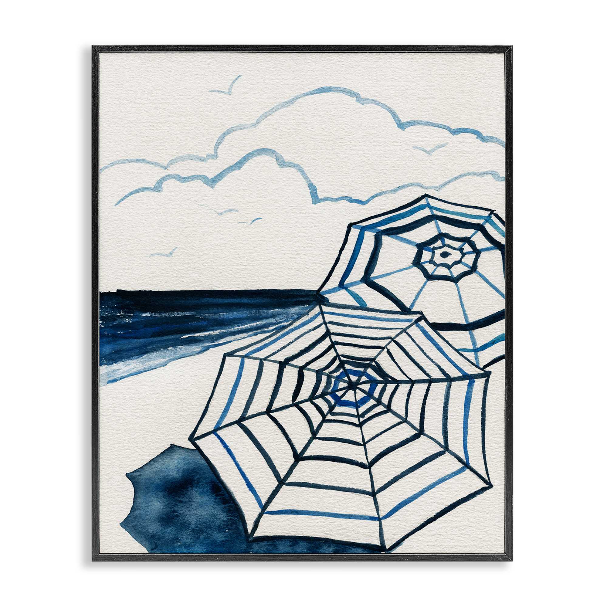 Stupell Industries BS-167-FR-11X14 Umbrellas on Minimal Beach Framed Giclee design by Carol Robinson