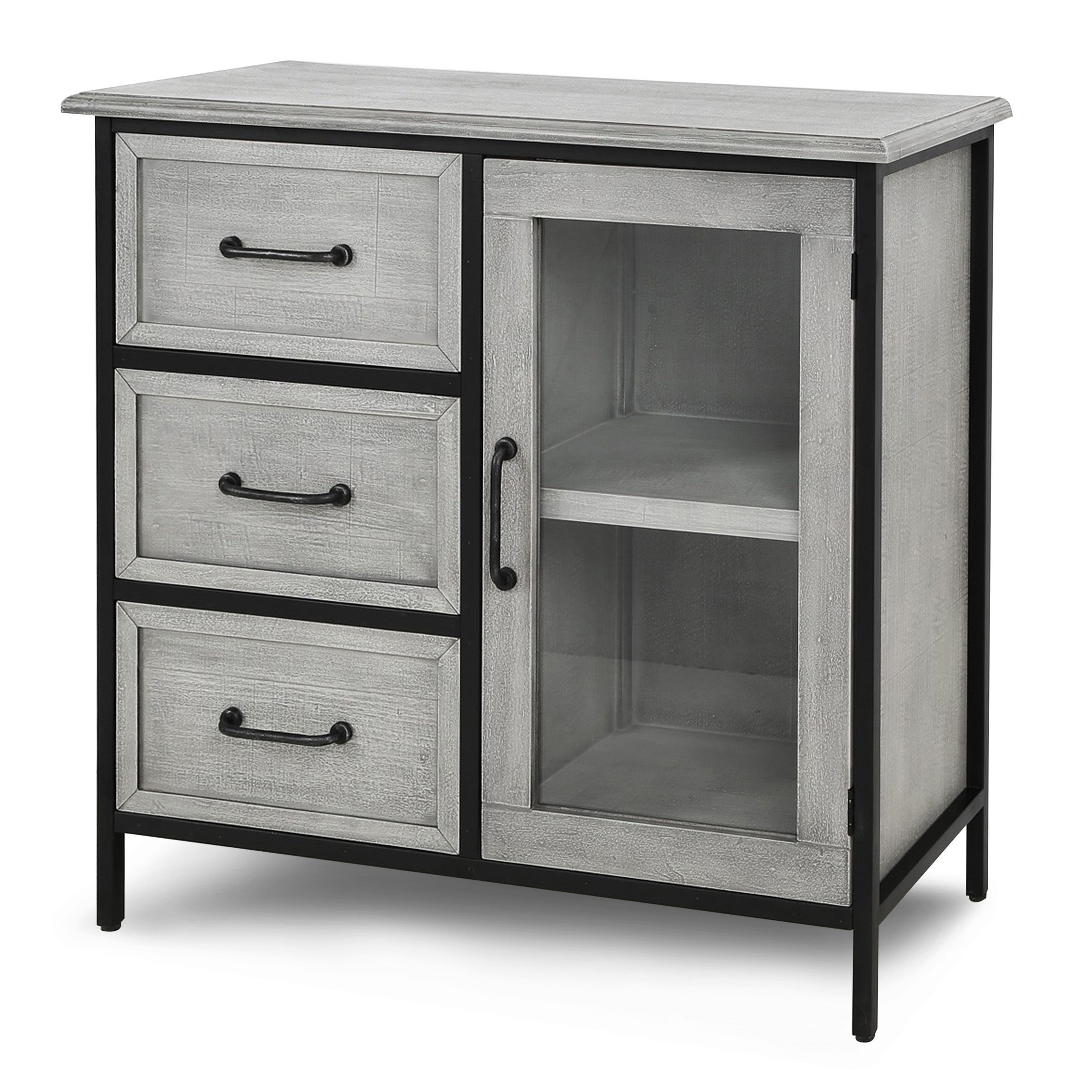 StyleCraft Home Collection SF26150DS Gray, Black Transitional Wood Media Cabinet