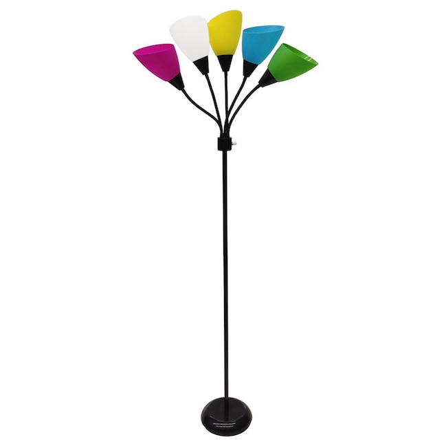 Black Multi Head Floor Lamp, Mainstays 5 Light Multi Head Floor Lamp Silver With Multicolor Shade